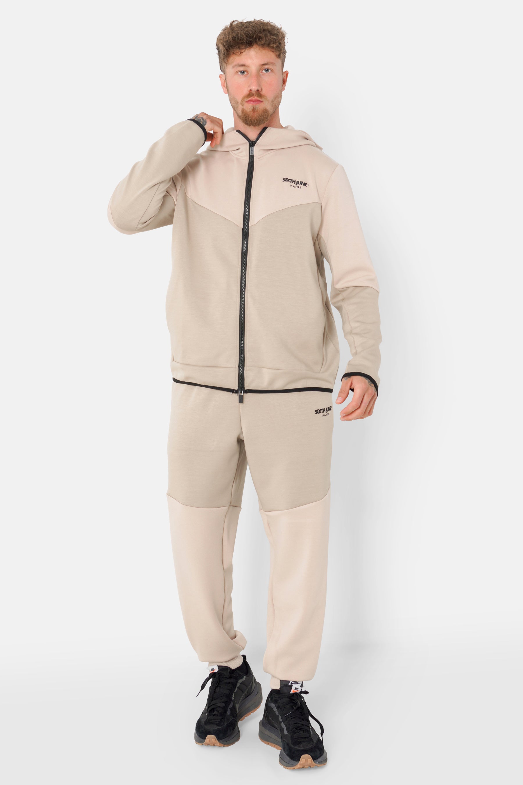 Veste bicolore technique zip Beige