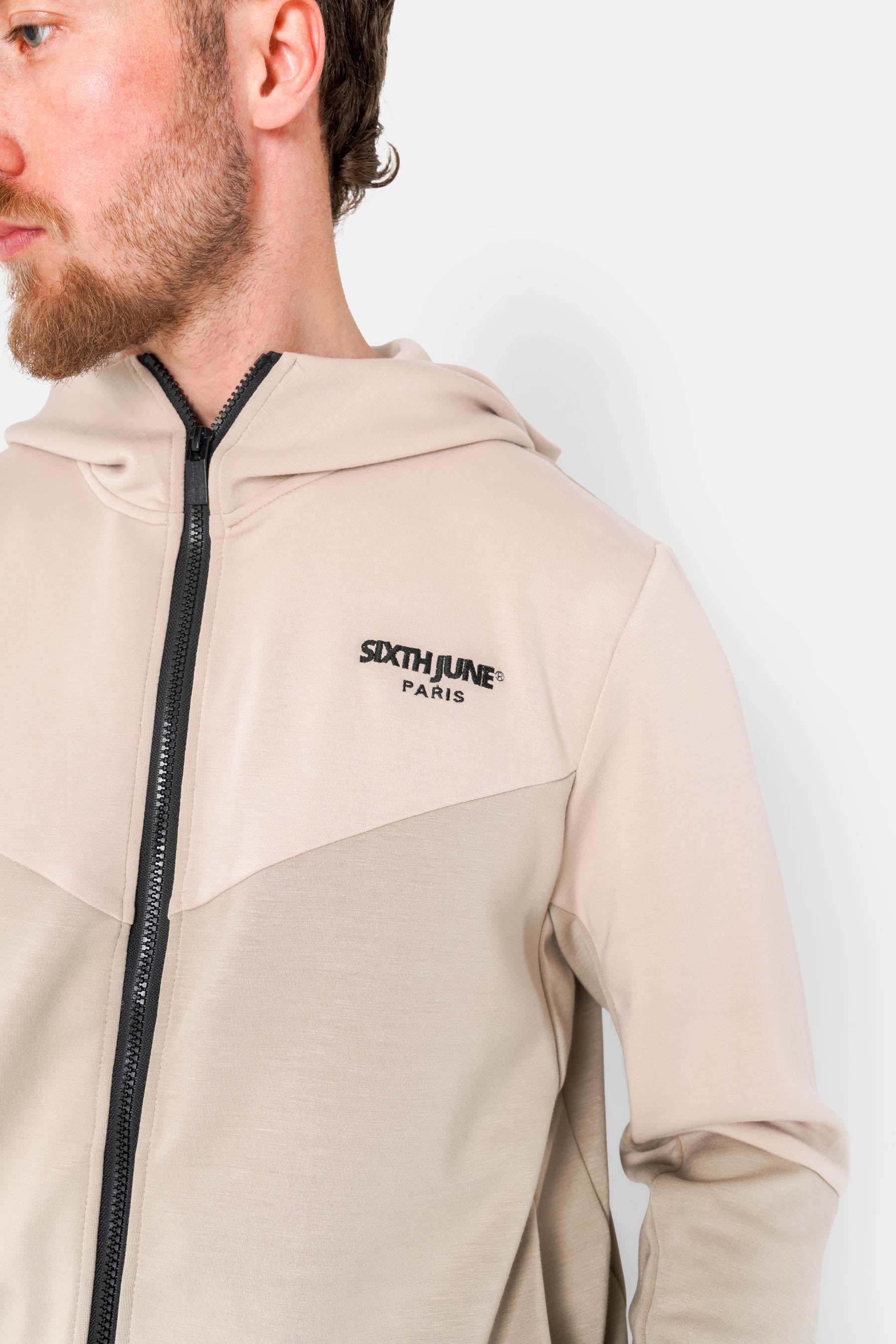 Veste bicolore technique zip Beige