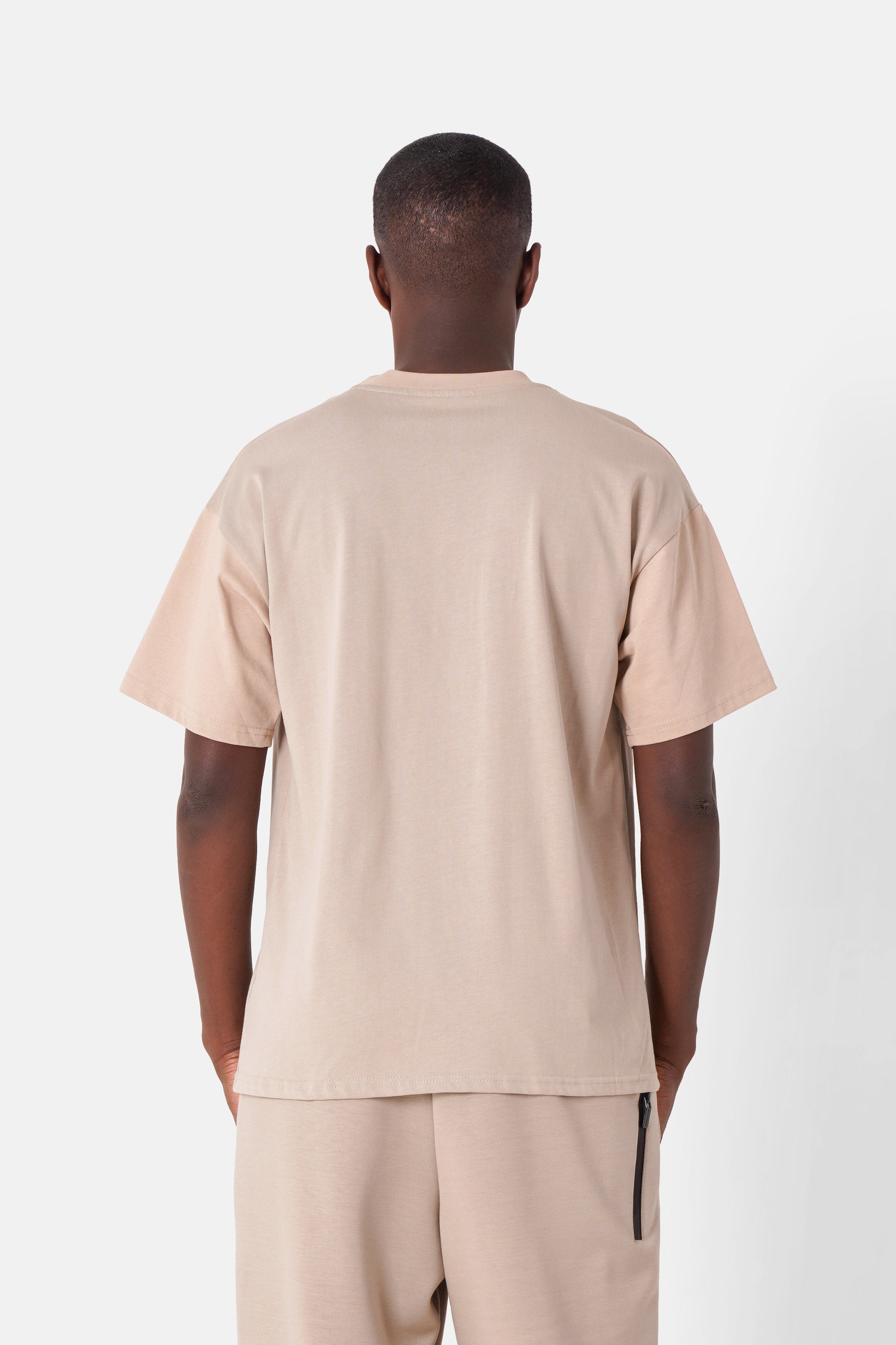 T-shirt bicolore logo brodé Beige