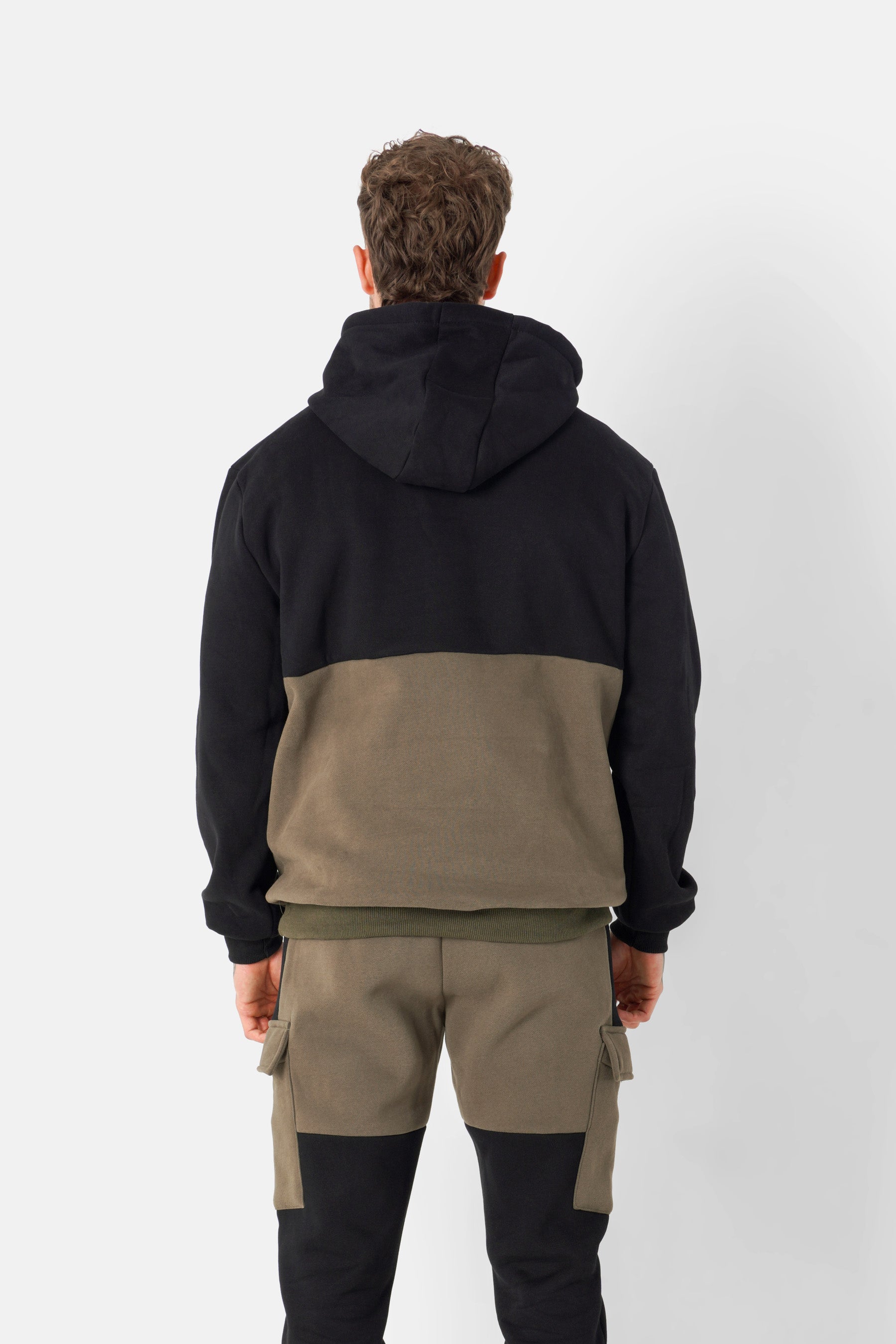 Sweatshirt bicolore logo broderie Vert kaki