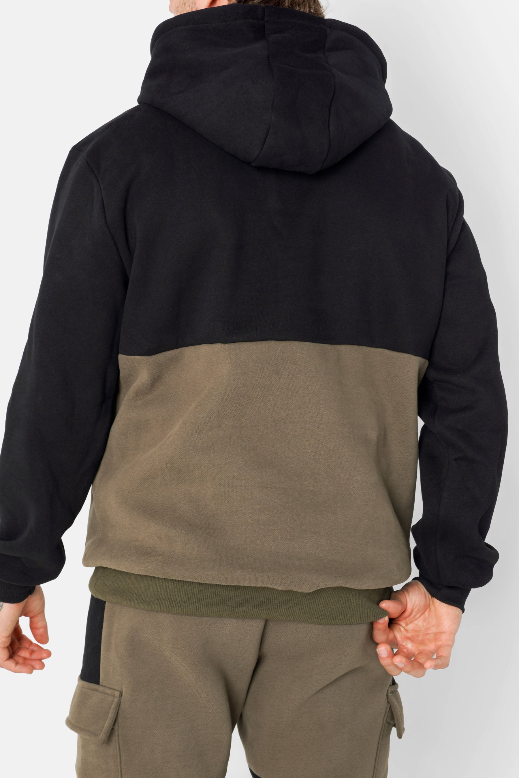 Sweatshirt bicolore logo broderie Vert kaki