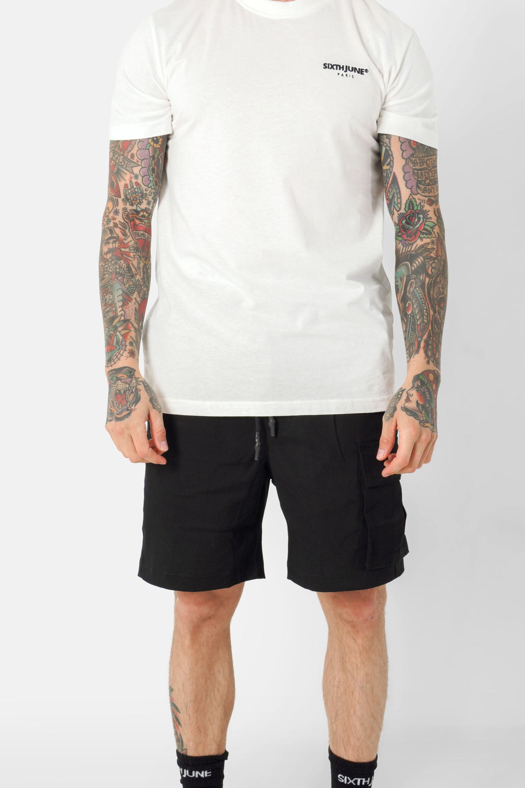 Short cargo logo broderie Noir