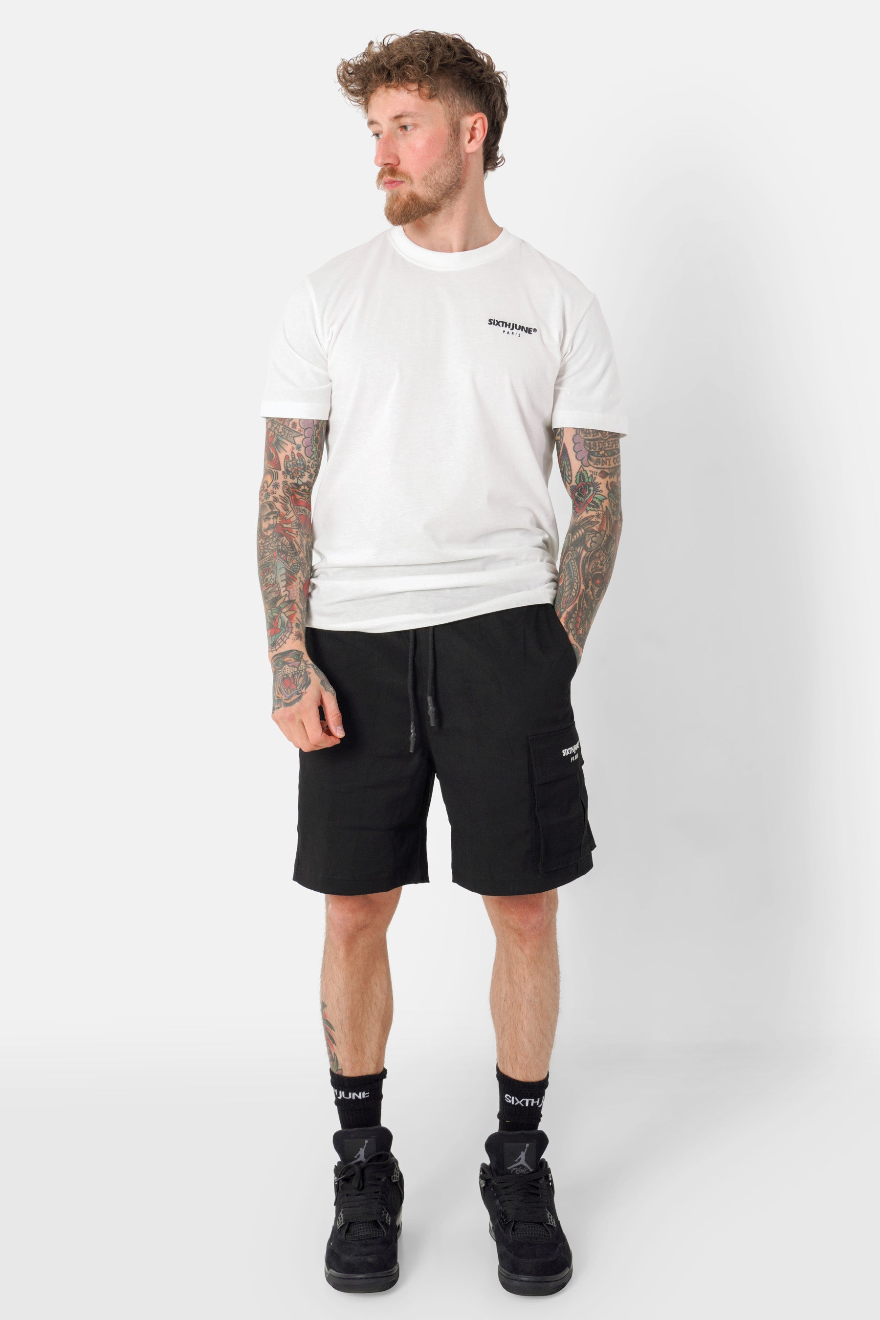 Short cargo logo broderie Noir
