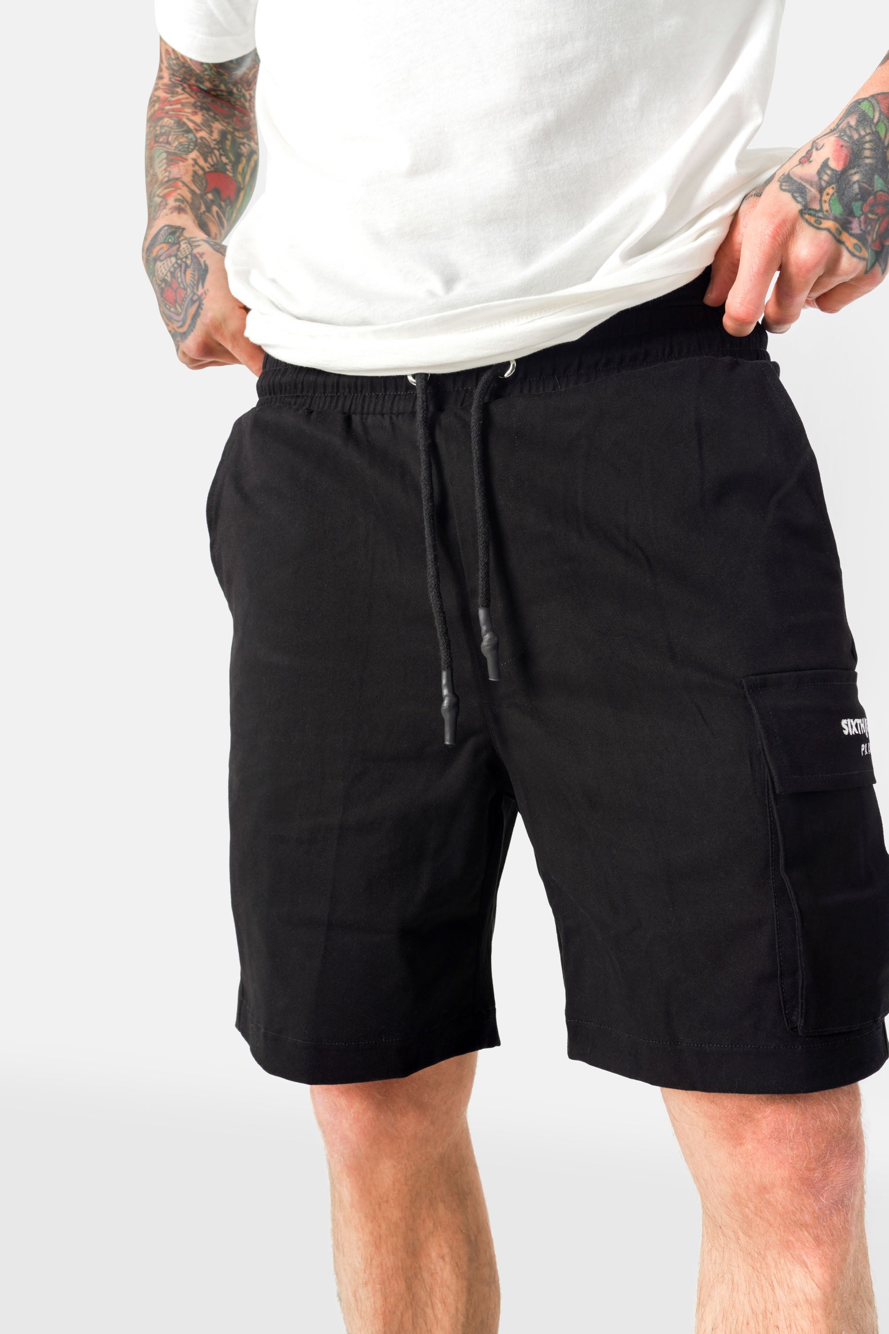 Short cargo logo broderie Noir