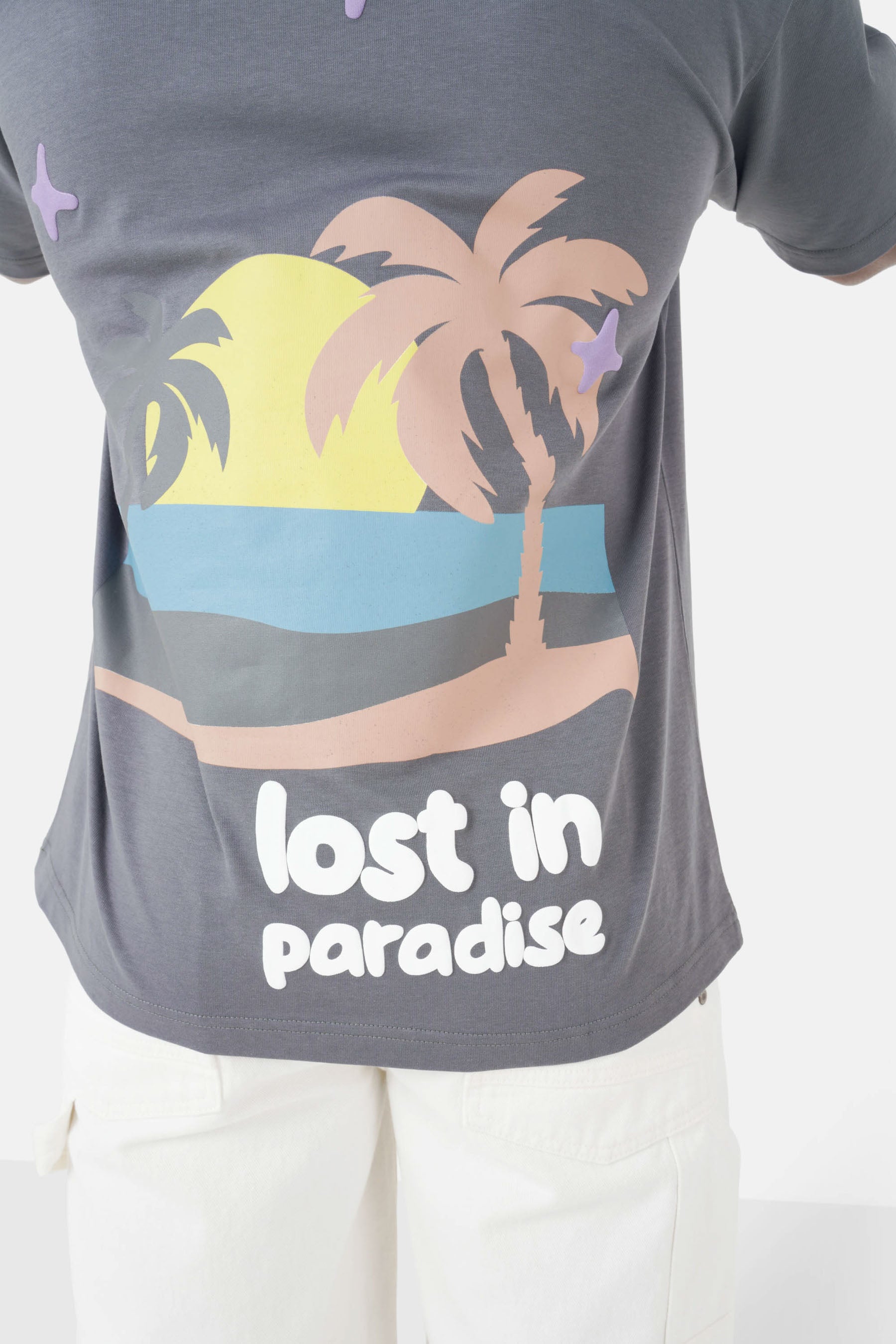 Lost in paradise printed t-shirt dark Grey 