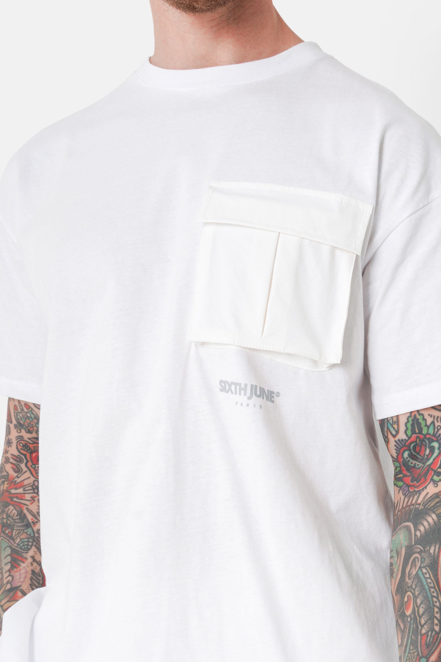 T-shirt poche QR Blanc