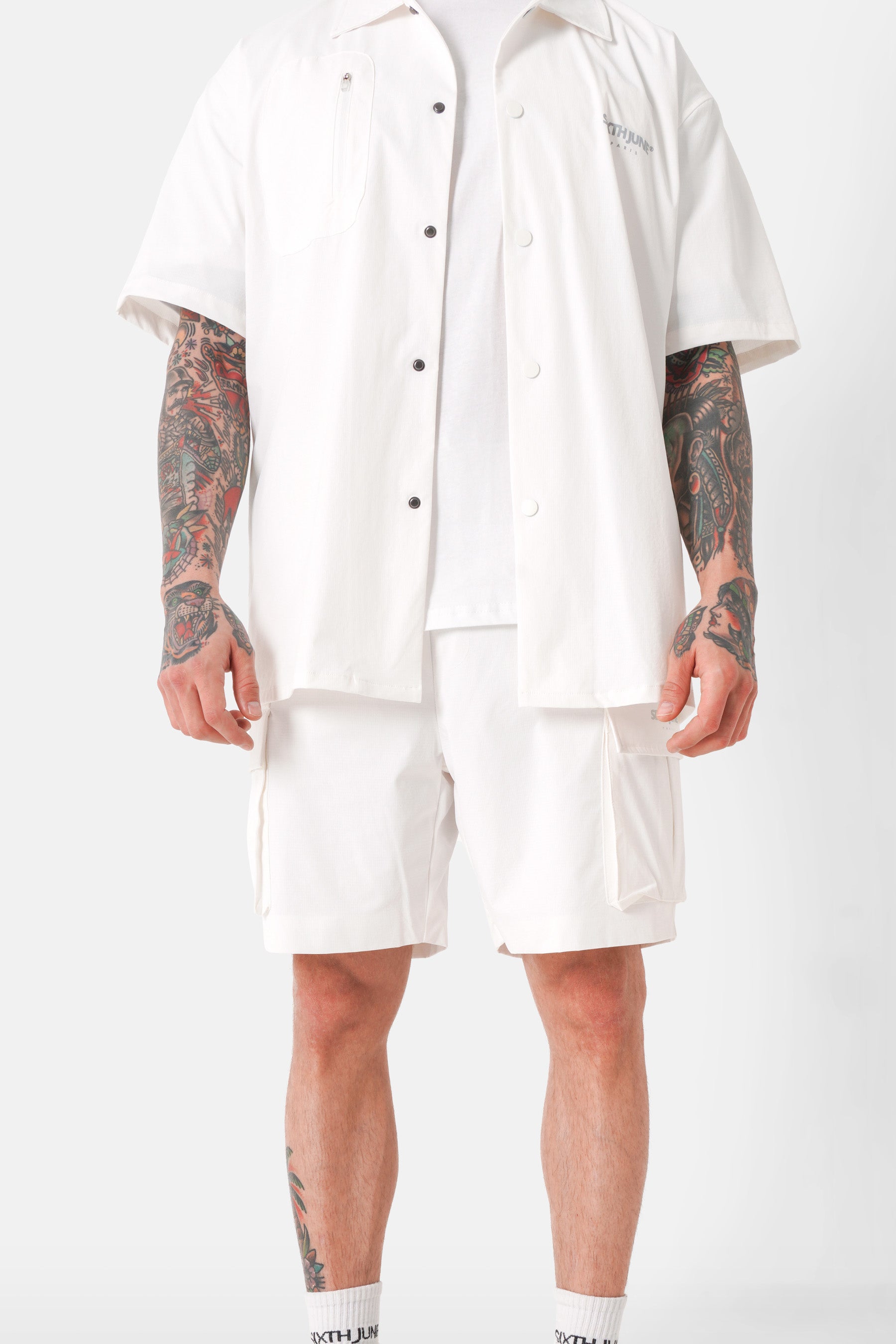 Short poche nylon QR code Blanc