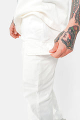 Pantalon poches cargo cordons Blanc
