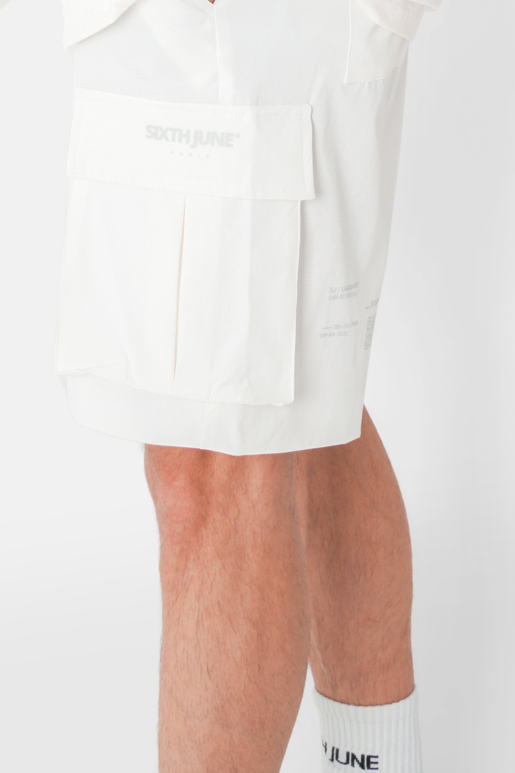 Short poche nylon QR code Blanc