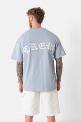 Besticktes Crew-T-Shirt Hellblau