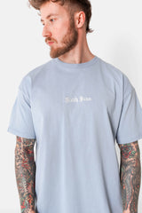 T-shirt broderies crew Bleu clair