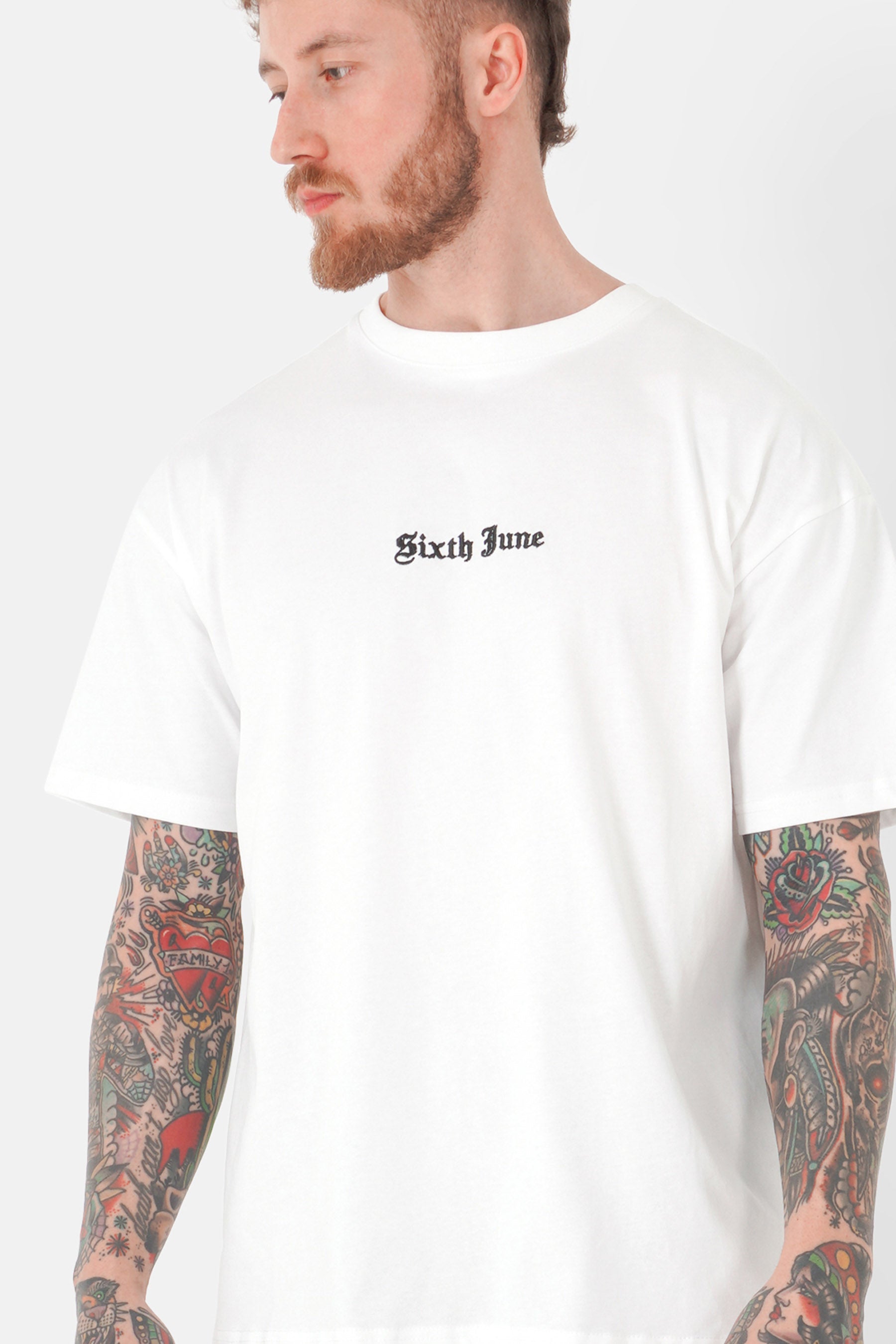 Besticktes Crew-T-Shirt Weiß