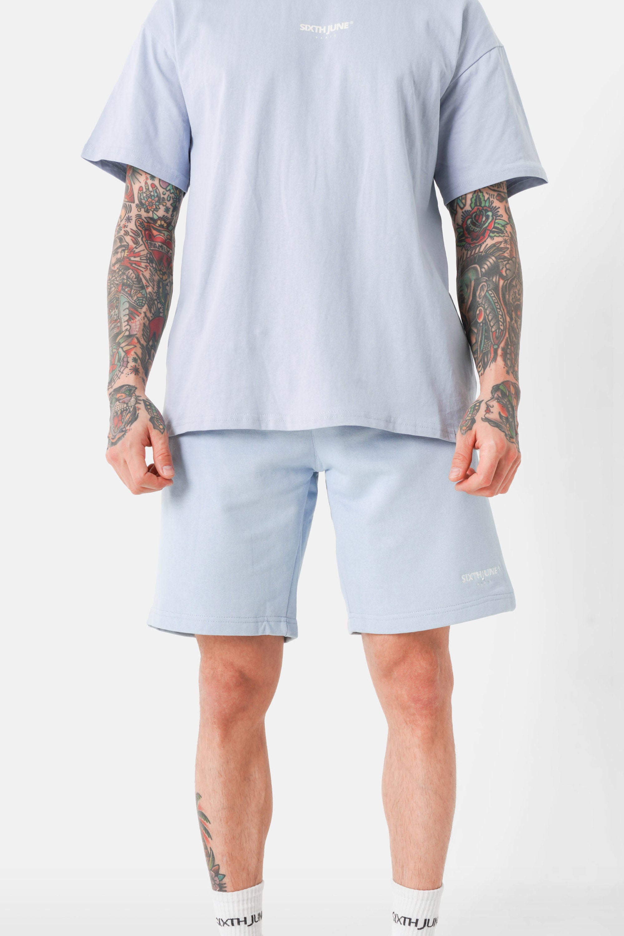 Soft embroidered logo shorts light Blue