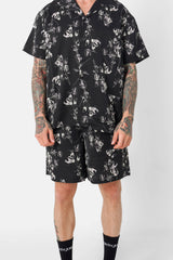 Short fluide imprimé floral Noir