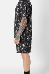 Short fluide imprimé floral Noir