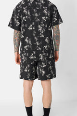 Short fluide imprimé floral Noir