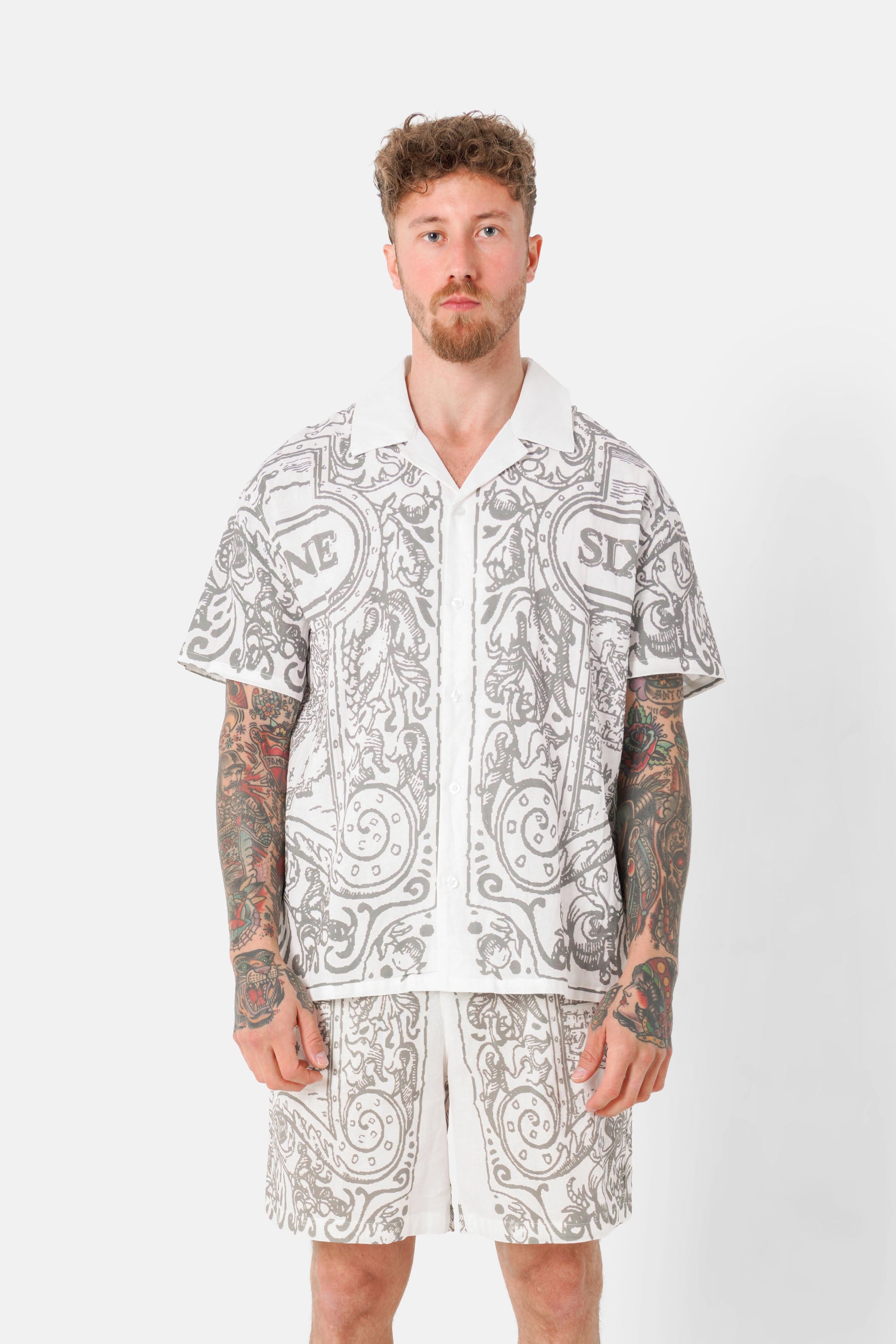 Printed summer azulejos shirt White