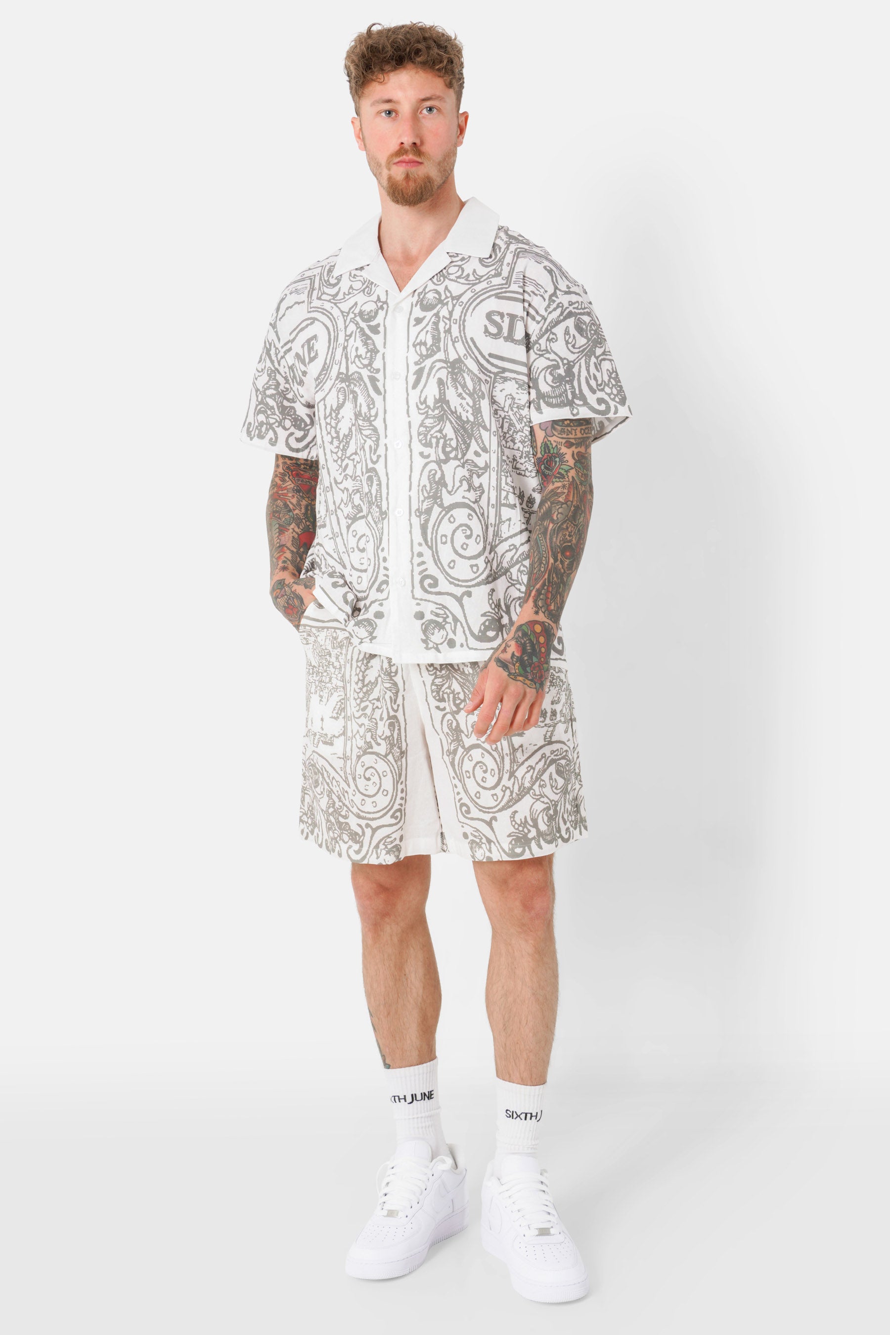 Printed summer azulejos shirt White