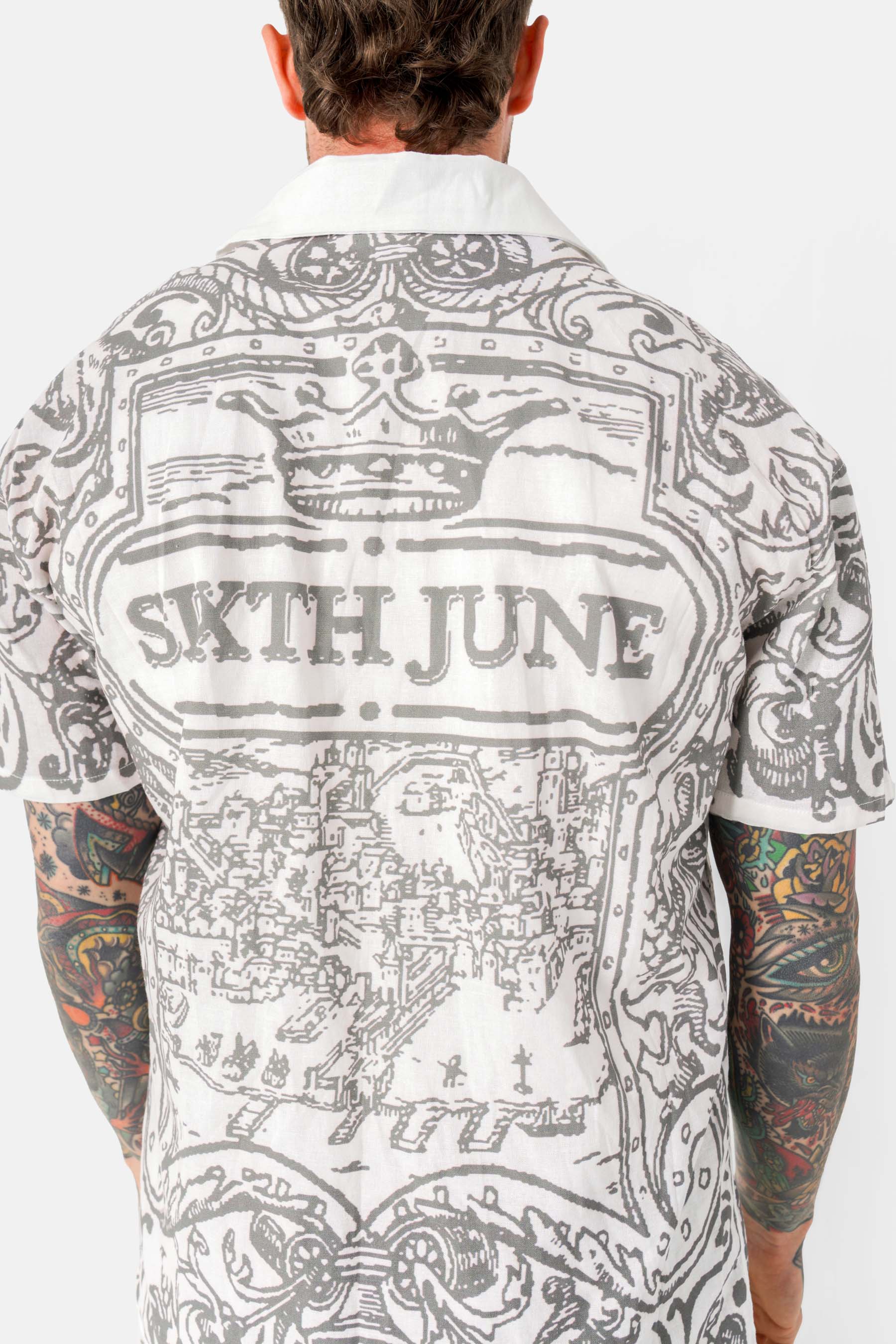 Printed summer azulejos shirt White