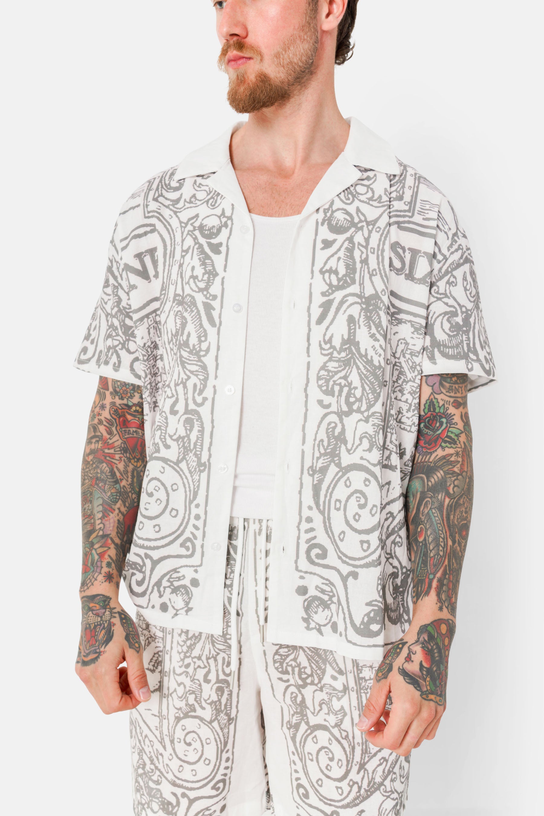 Printed summer azulejos shirt White
