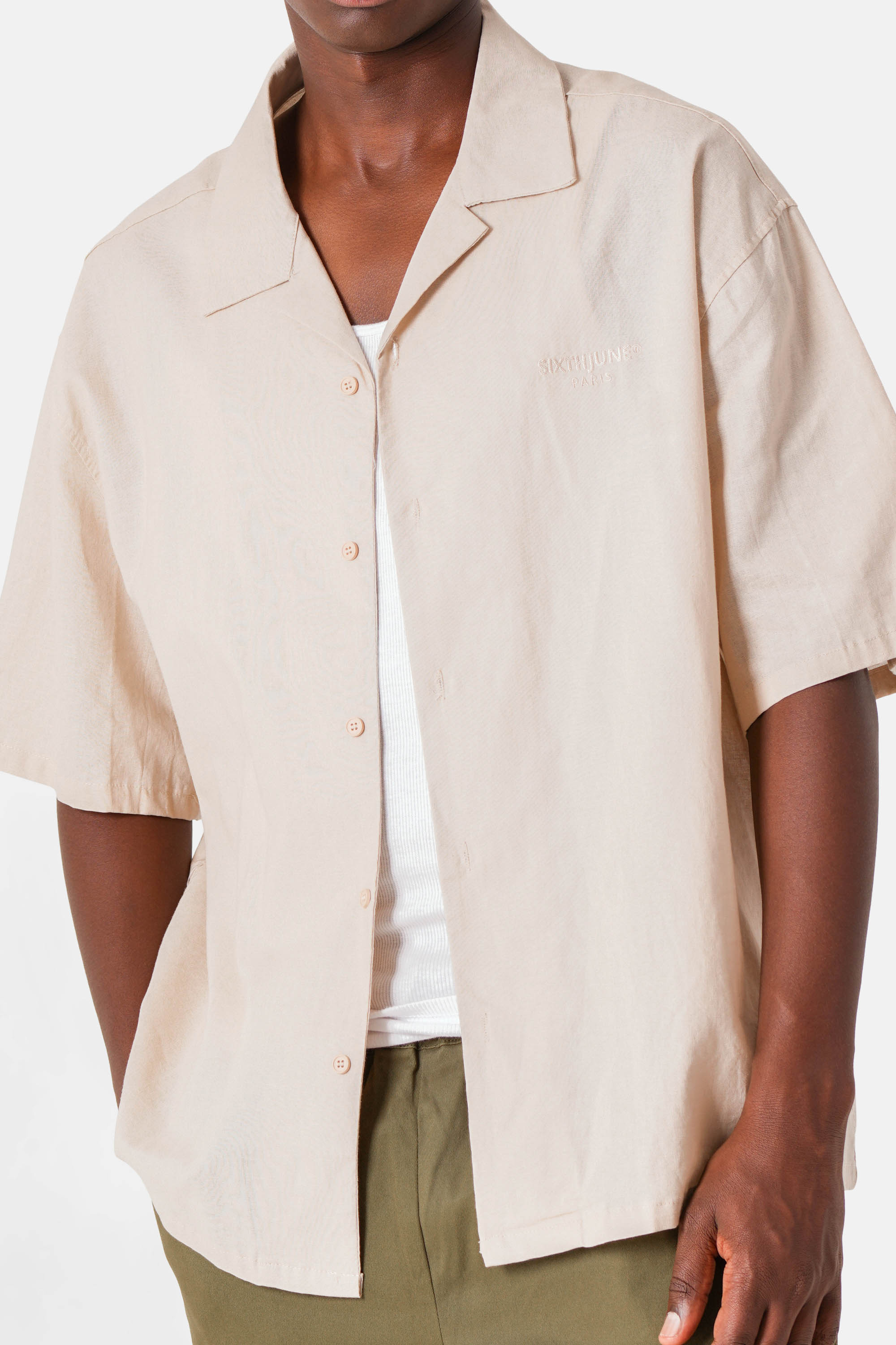 Chemise logo broderie Beige
