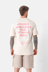 T-shirt print plage Beige