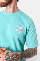 T-shirt print plage Bleu