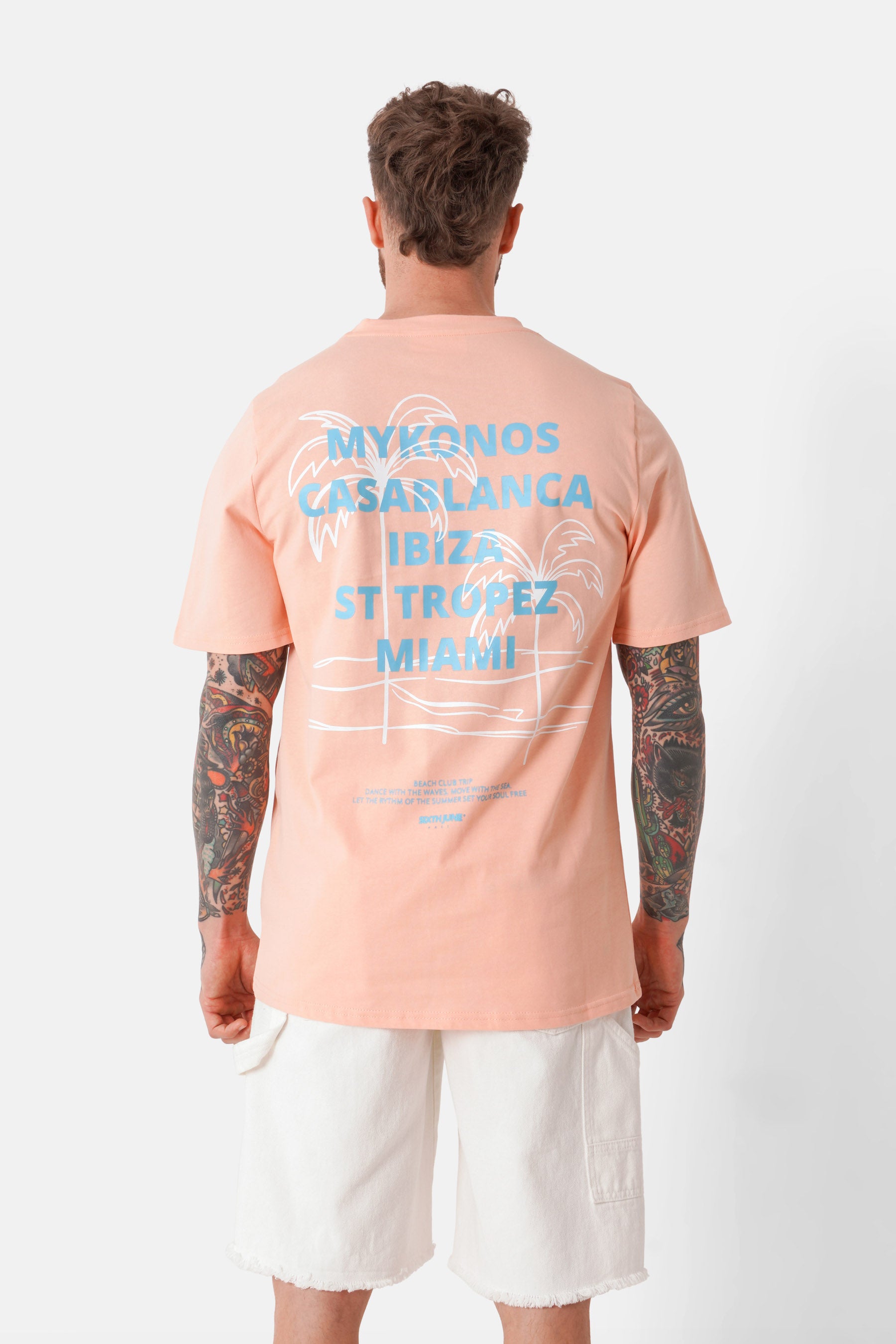 T-shirt print plage Orange
