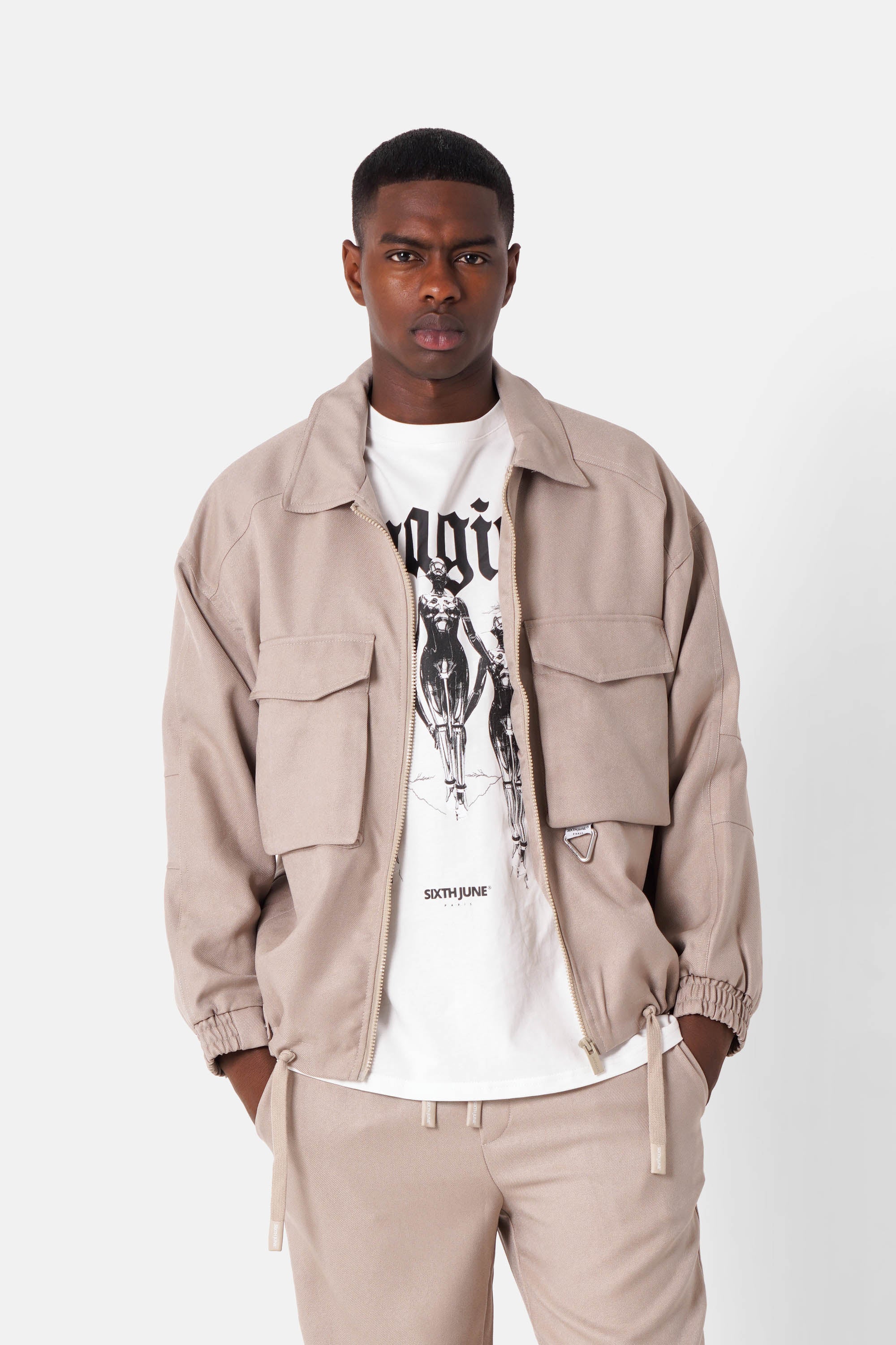 Veste boxy mousqueton Beige