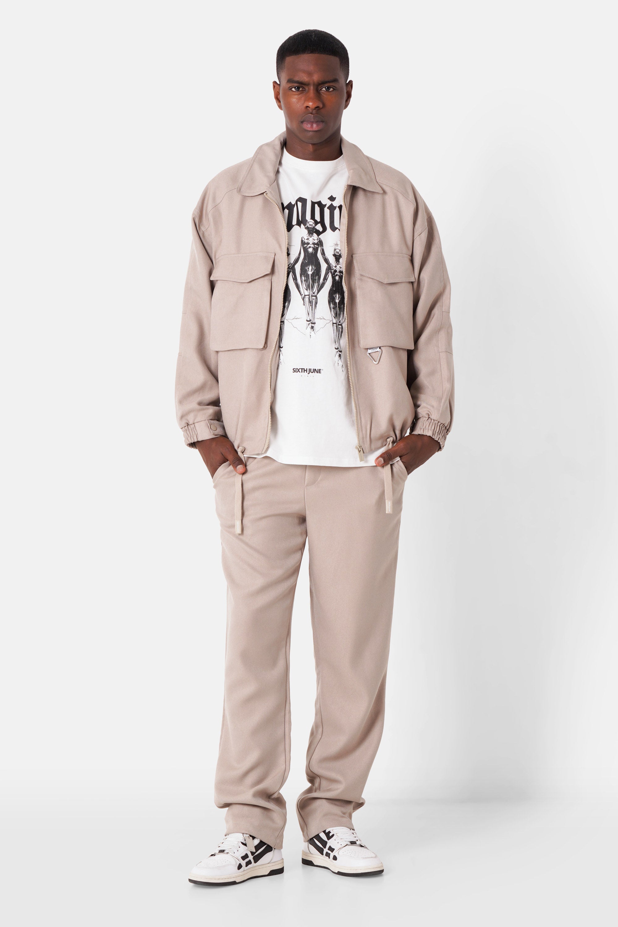 Veste boxy mousqueton Beige