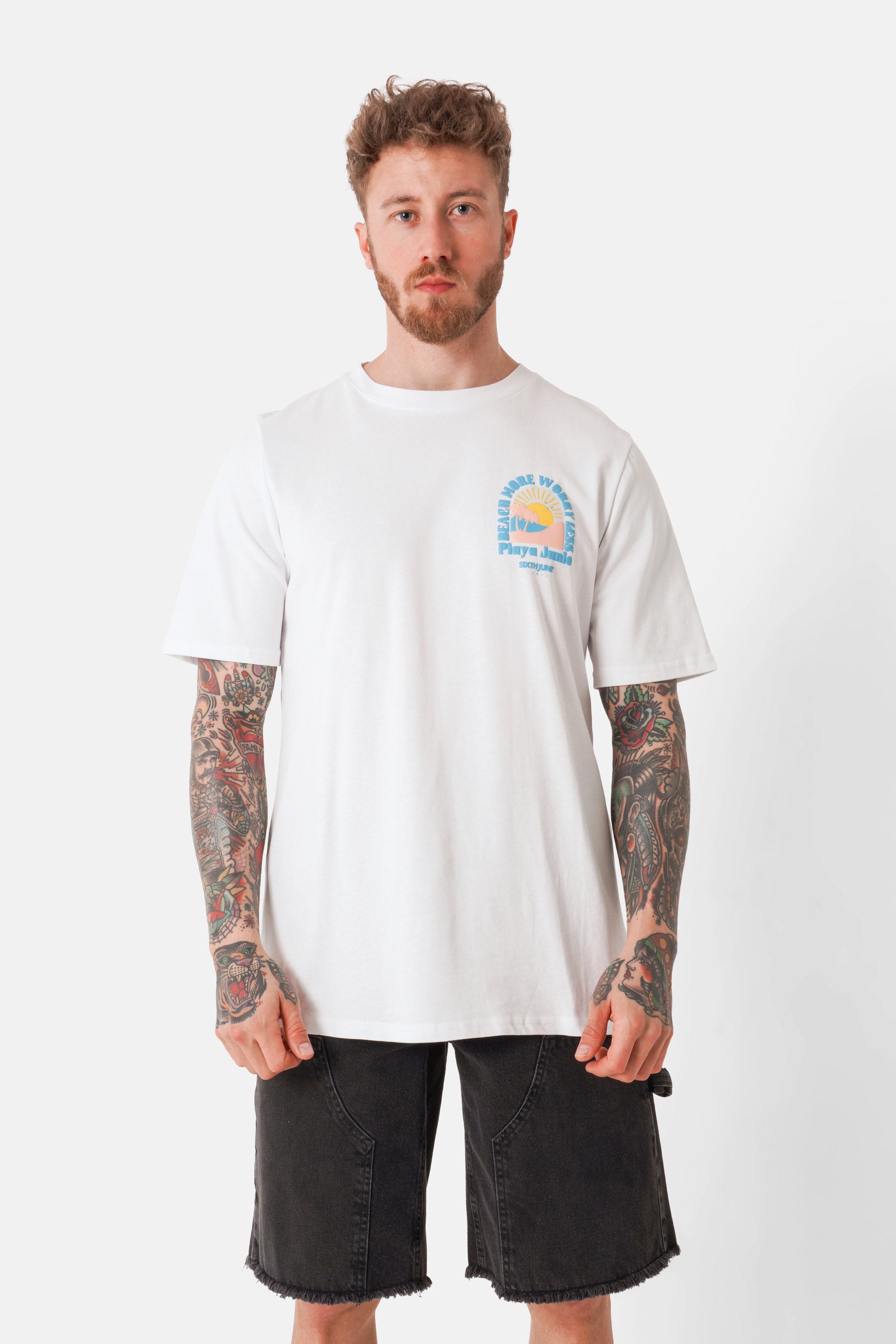 Sun beach print t-shirt White 