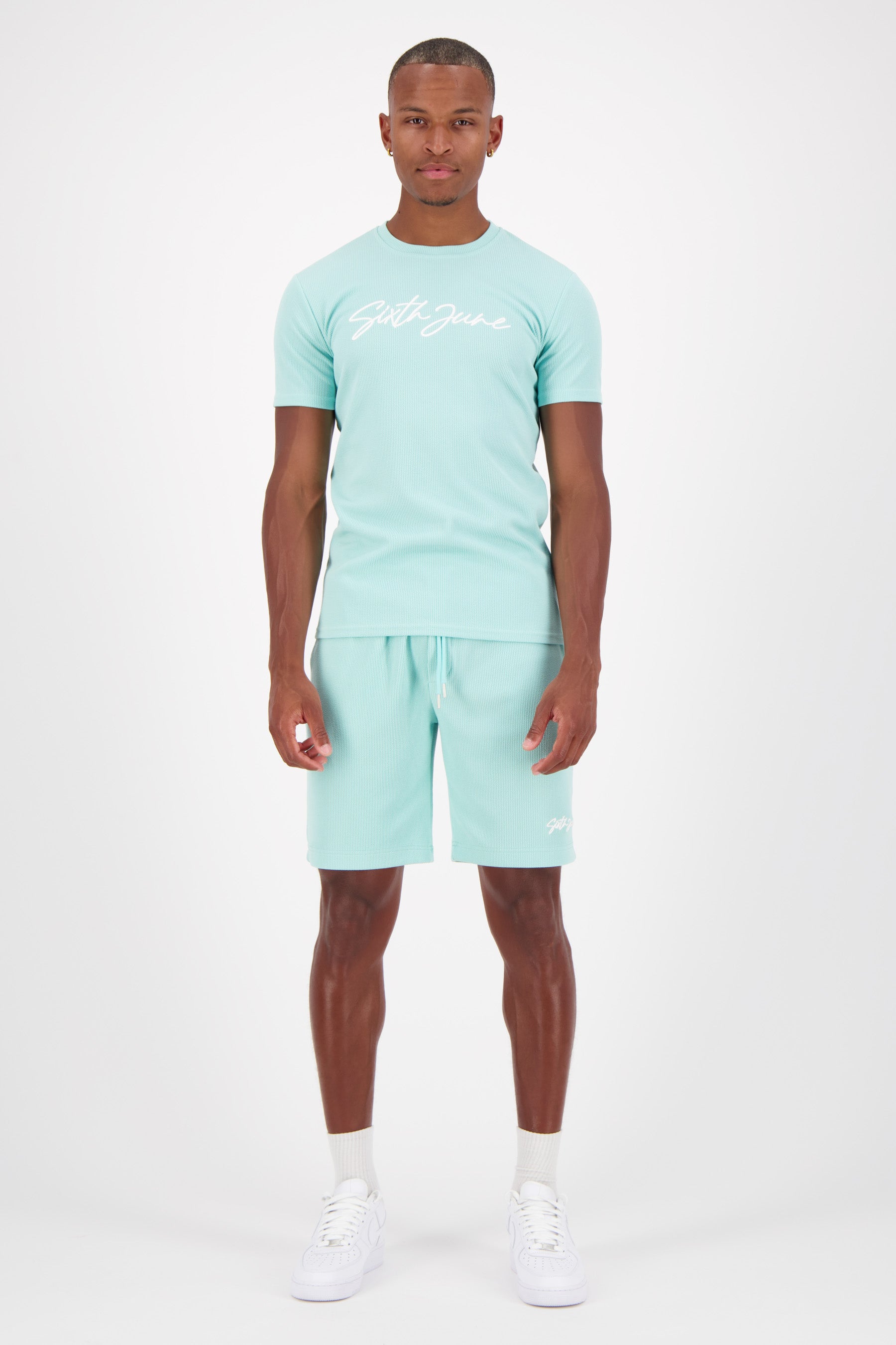 T-shirt texturé épais logo Bleu turquoise