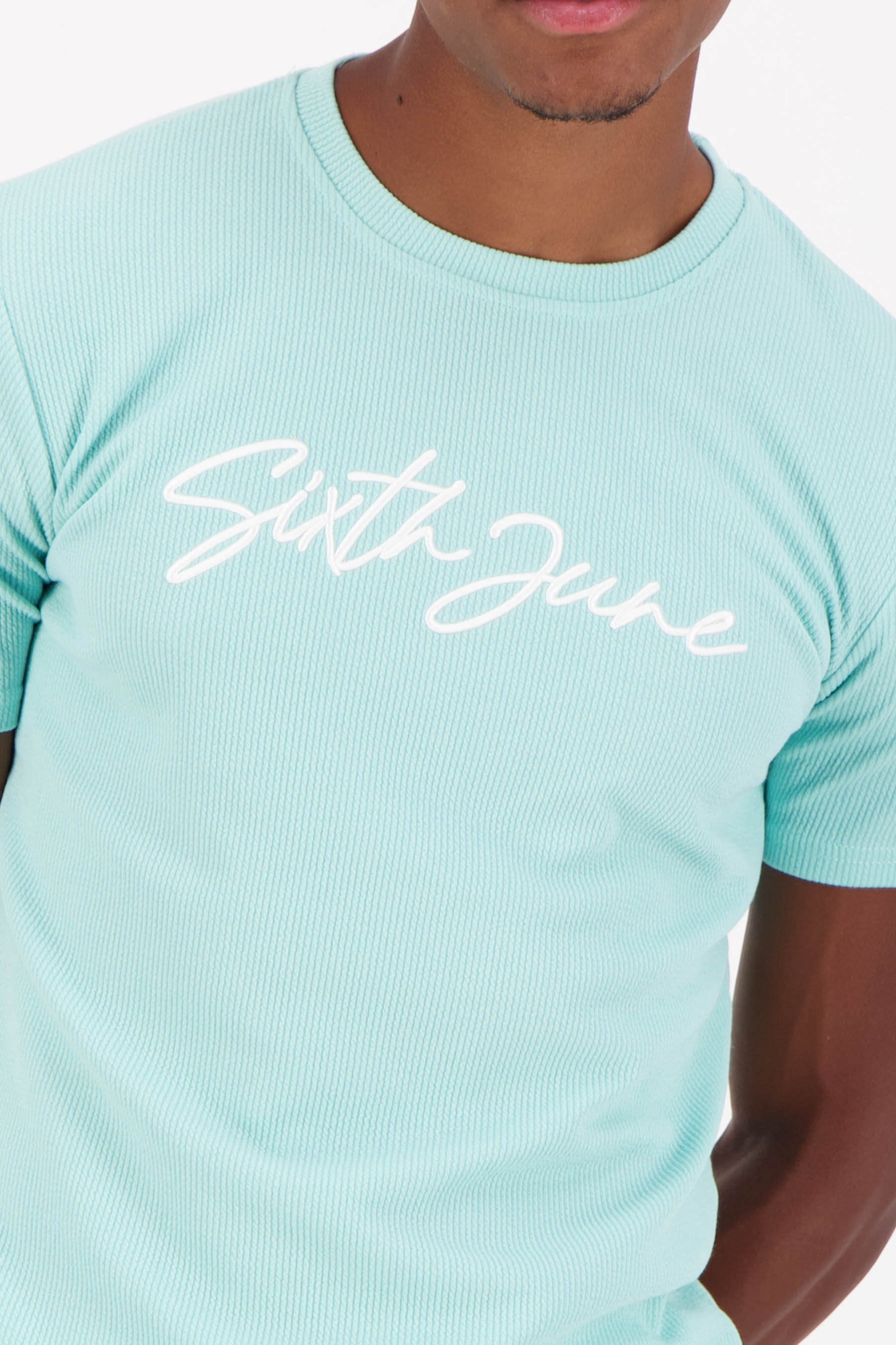 T-shirt texturé épais logo Bleu turquoise