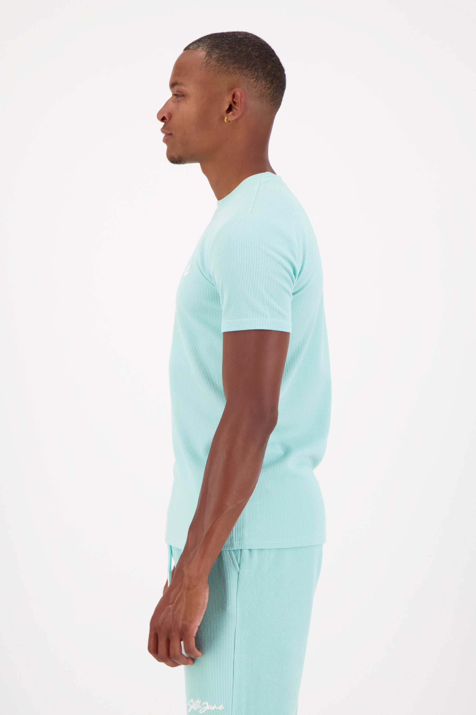 T-shirt texturé épais logo Bleu turquoise