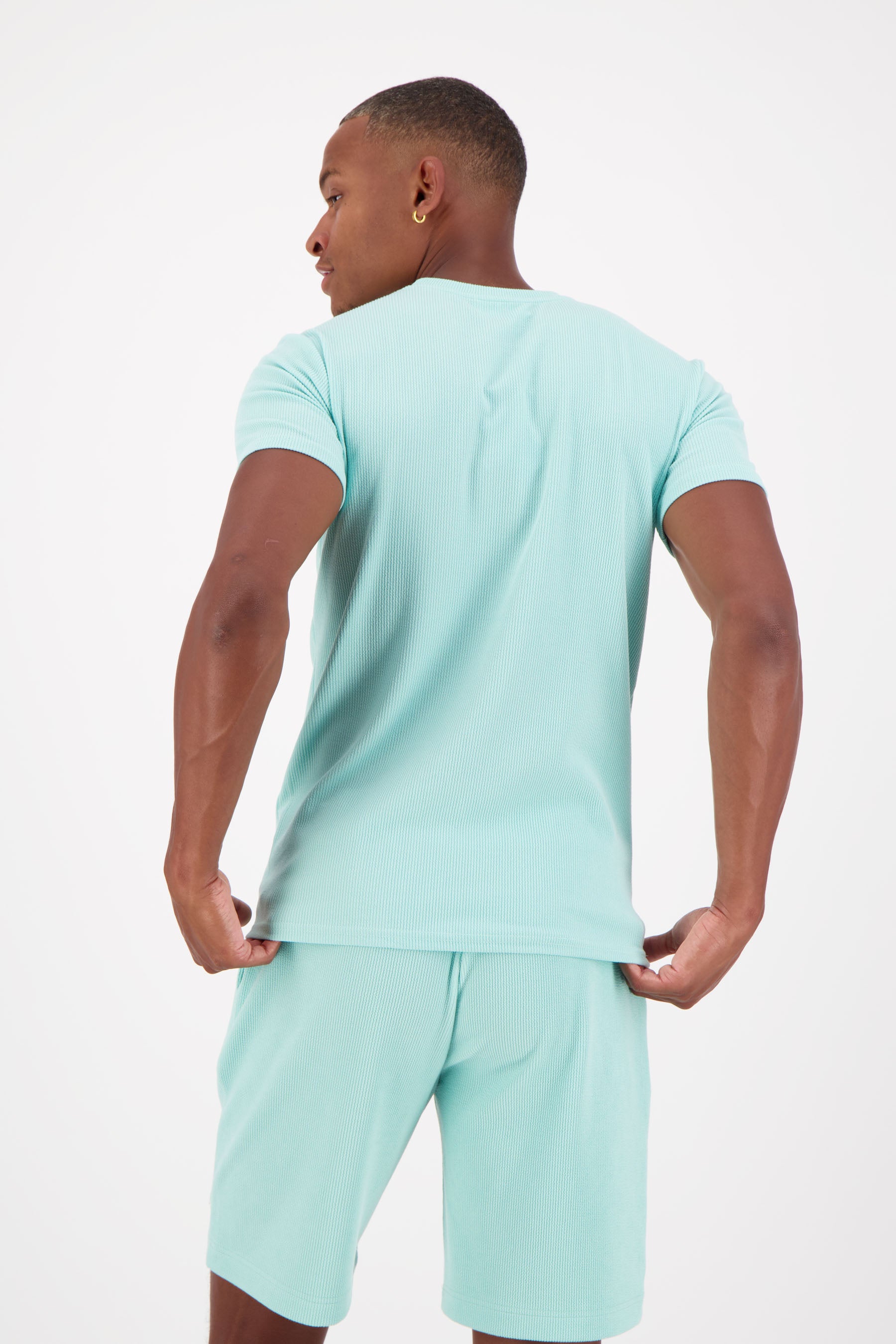 T-shirt texturé épais logo Bleu turquoise
