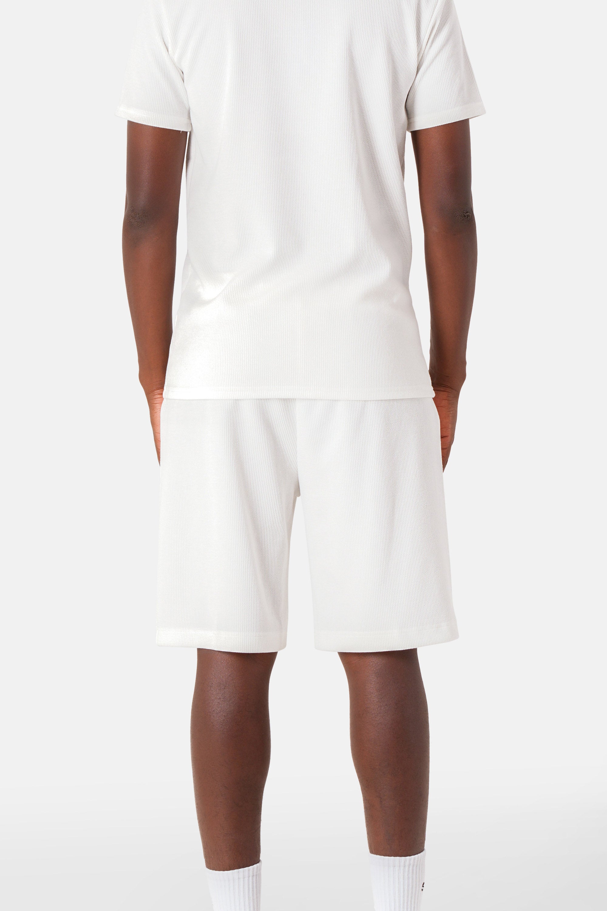 Short texturé épais logo Blanc