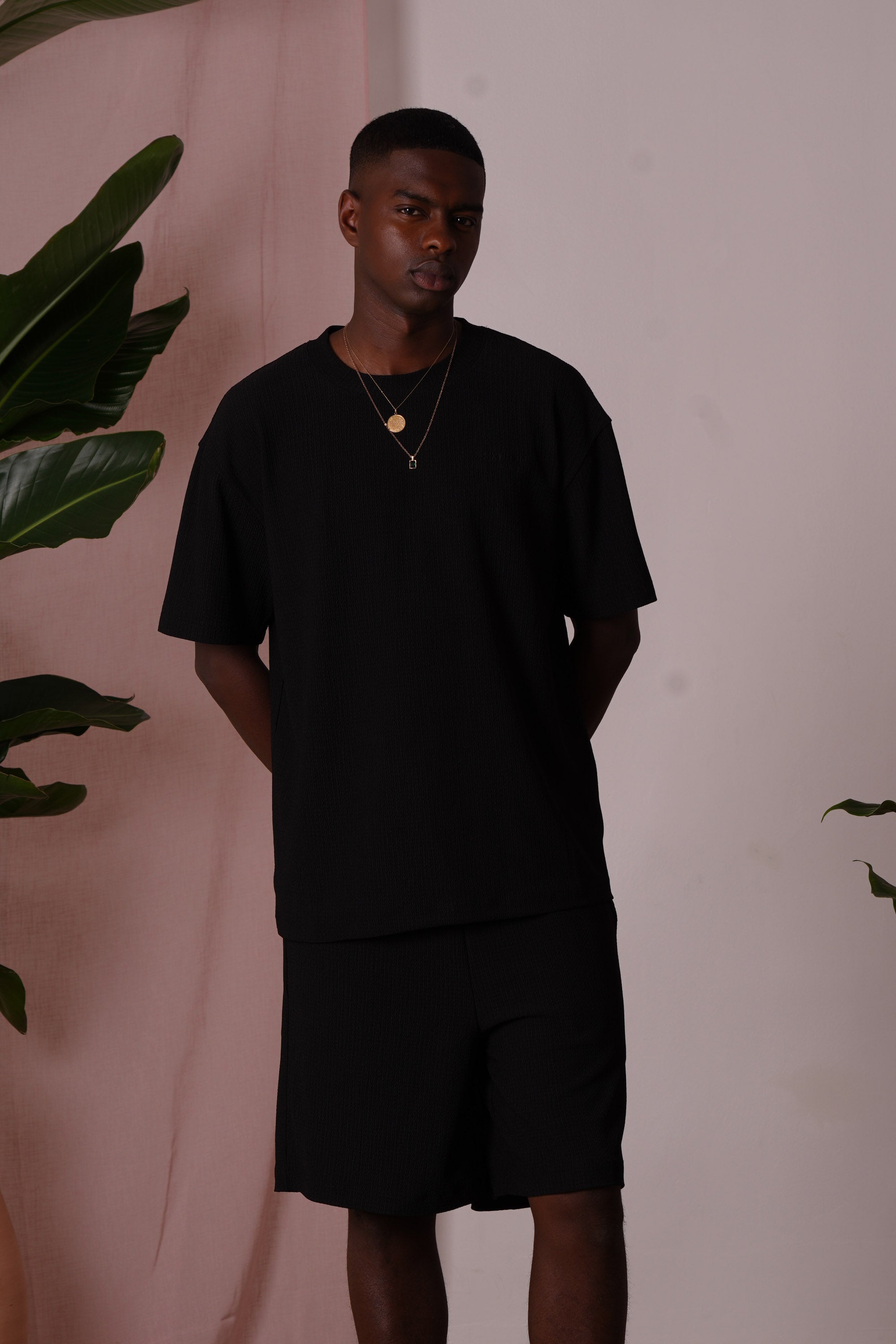 T-shirt texturée broderie Noir