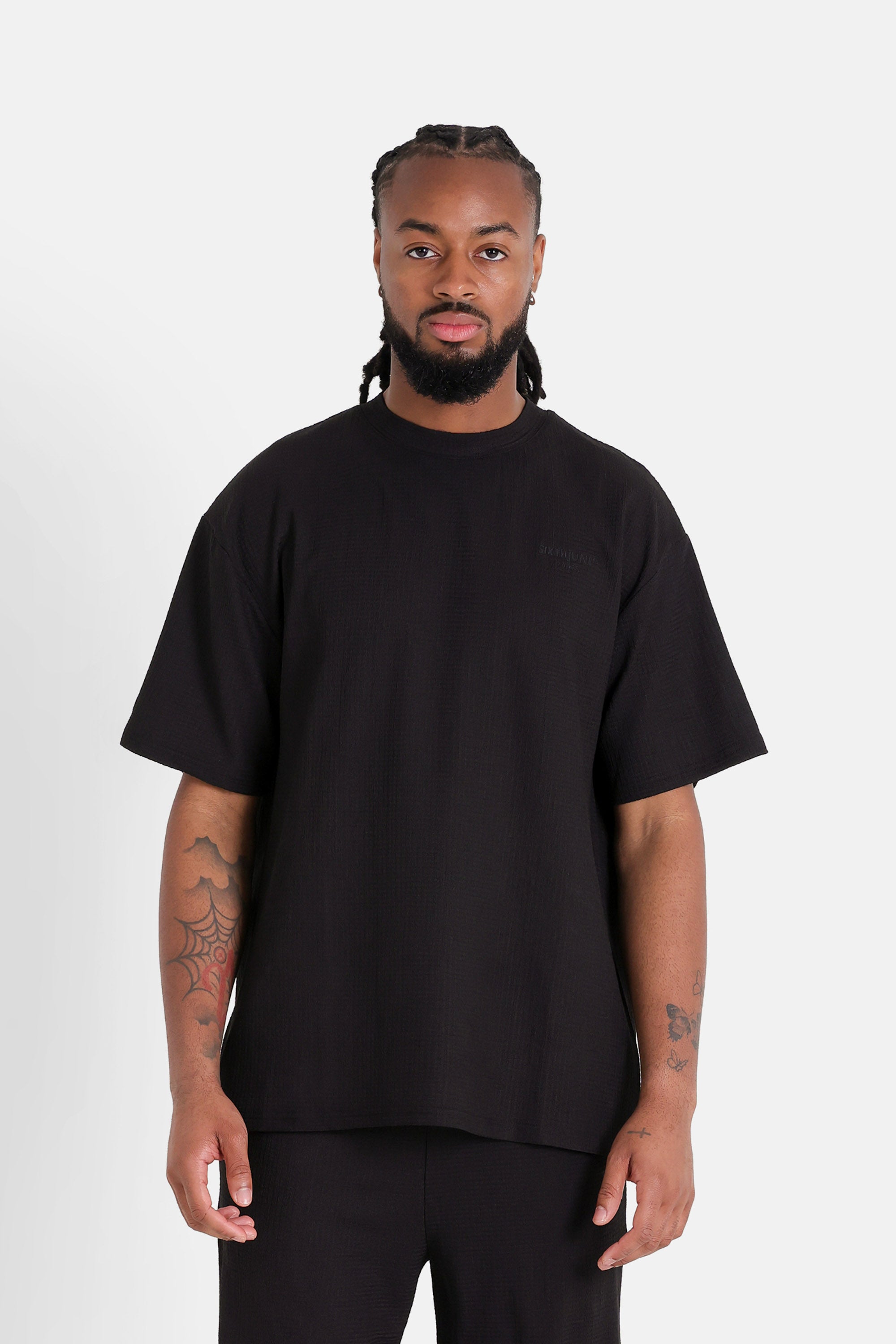 T-shirt texturée broderie Noir