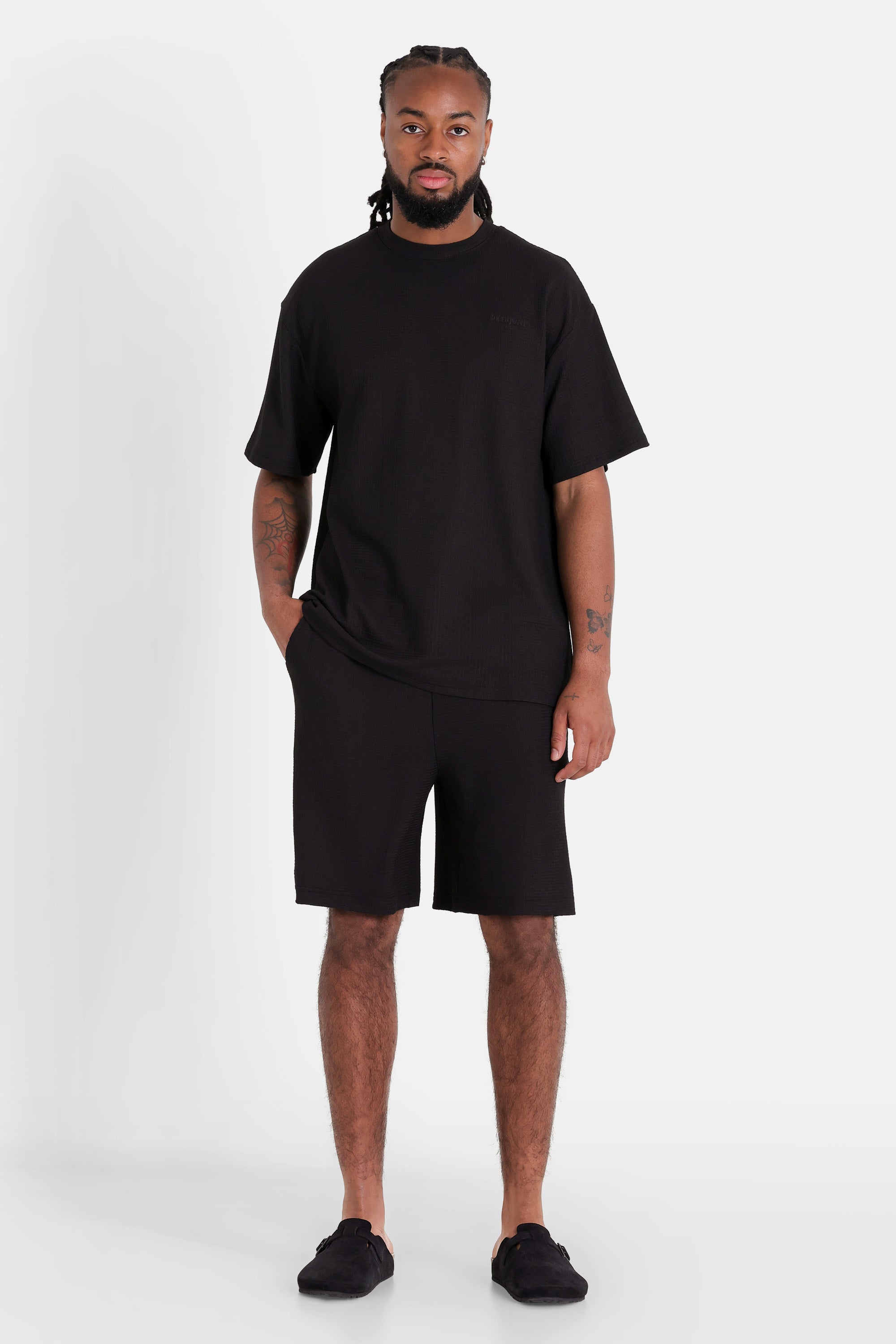 T-shirt texturée broderie Noir