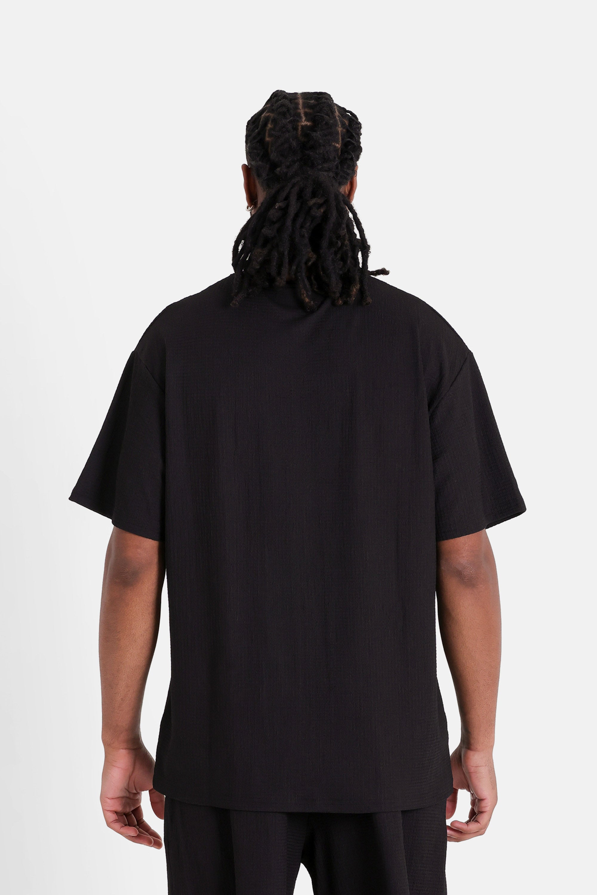 T-shirt texturée broderie Noir