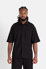 Chemise texturée broderie Noir