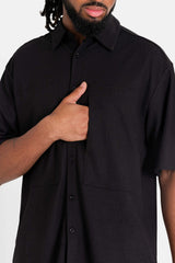Chemise texturée broderie Noir