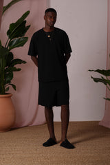 Short crochet broderie Noir