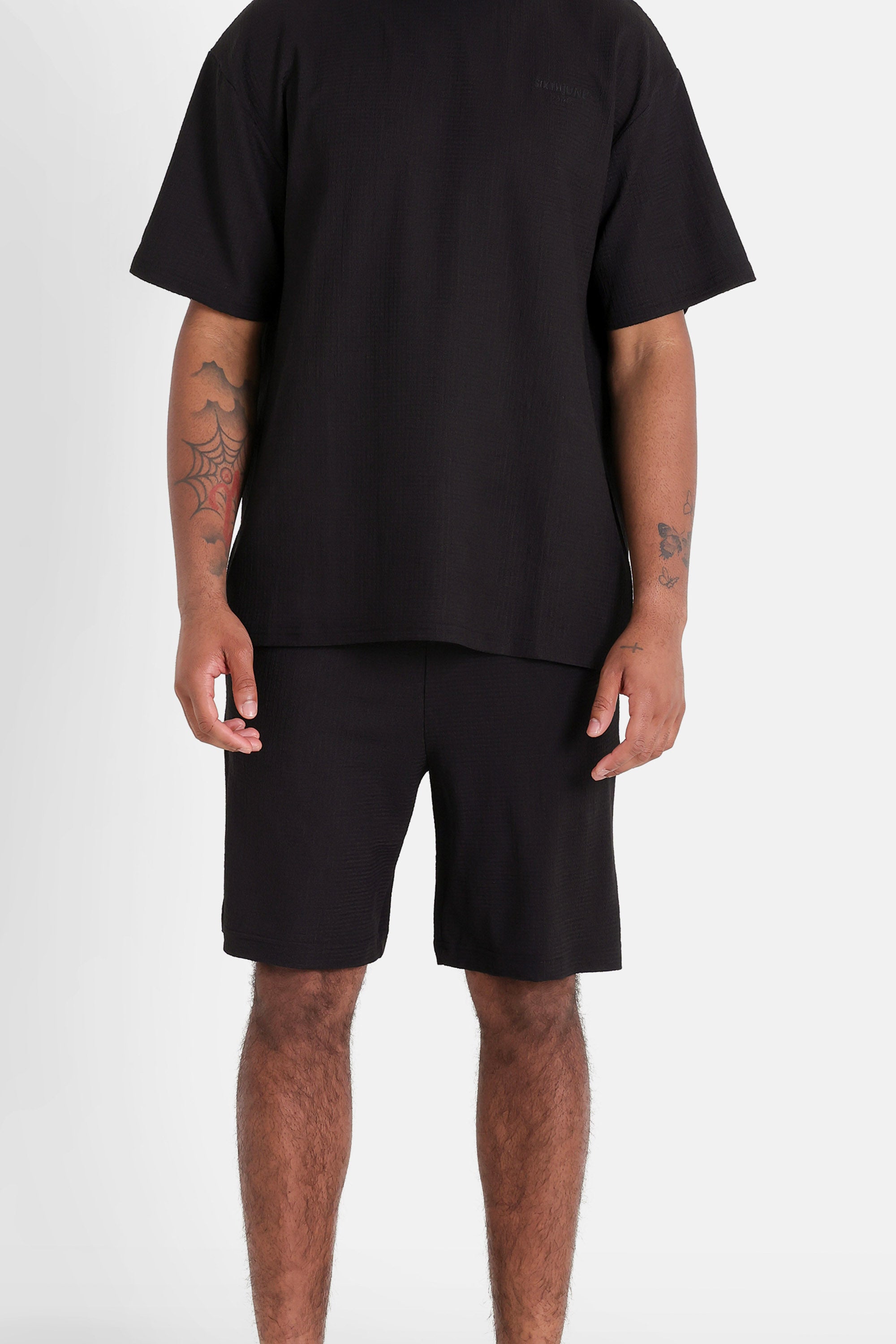 Short crochet broderie Noir