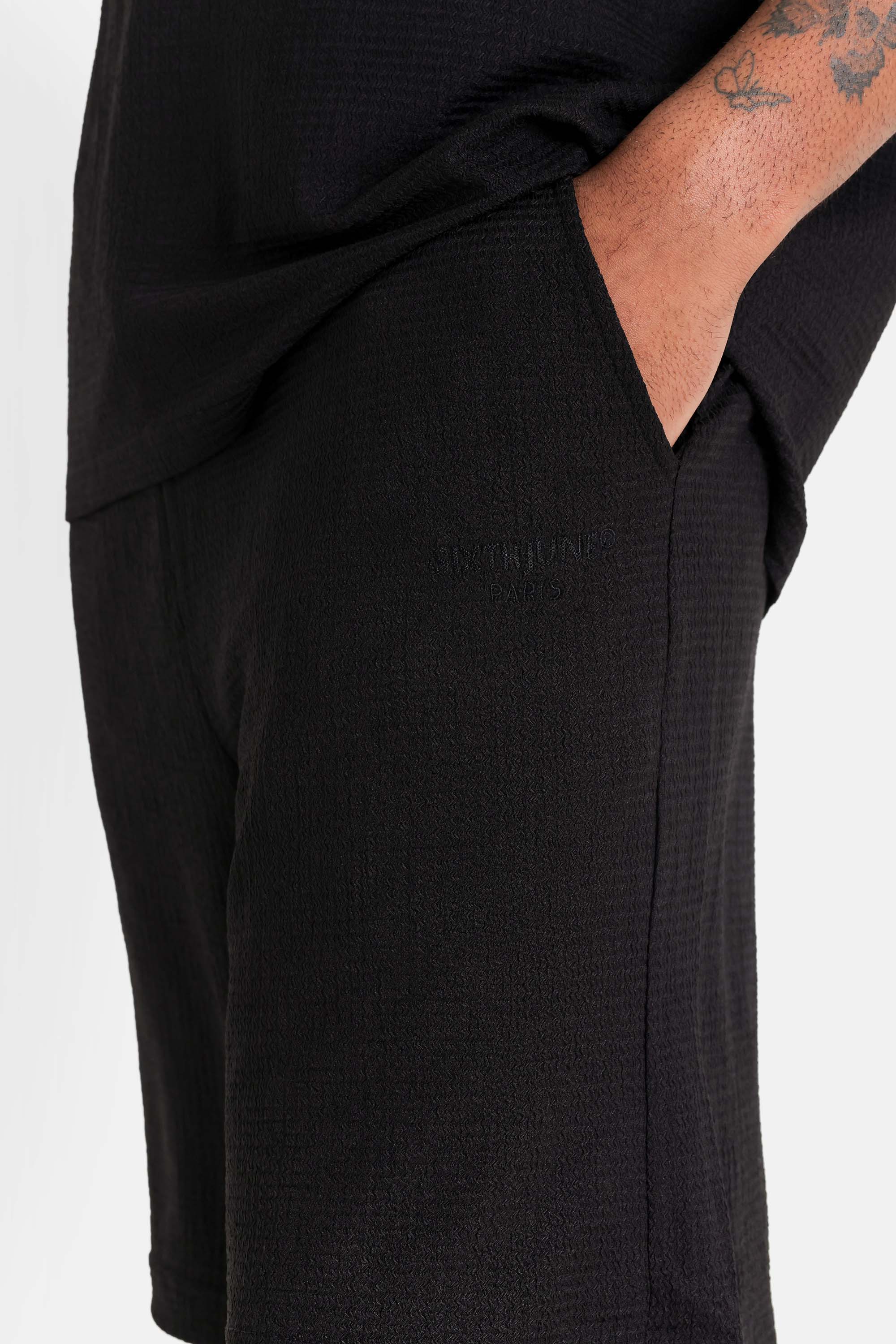 Short crochet broderie Noir