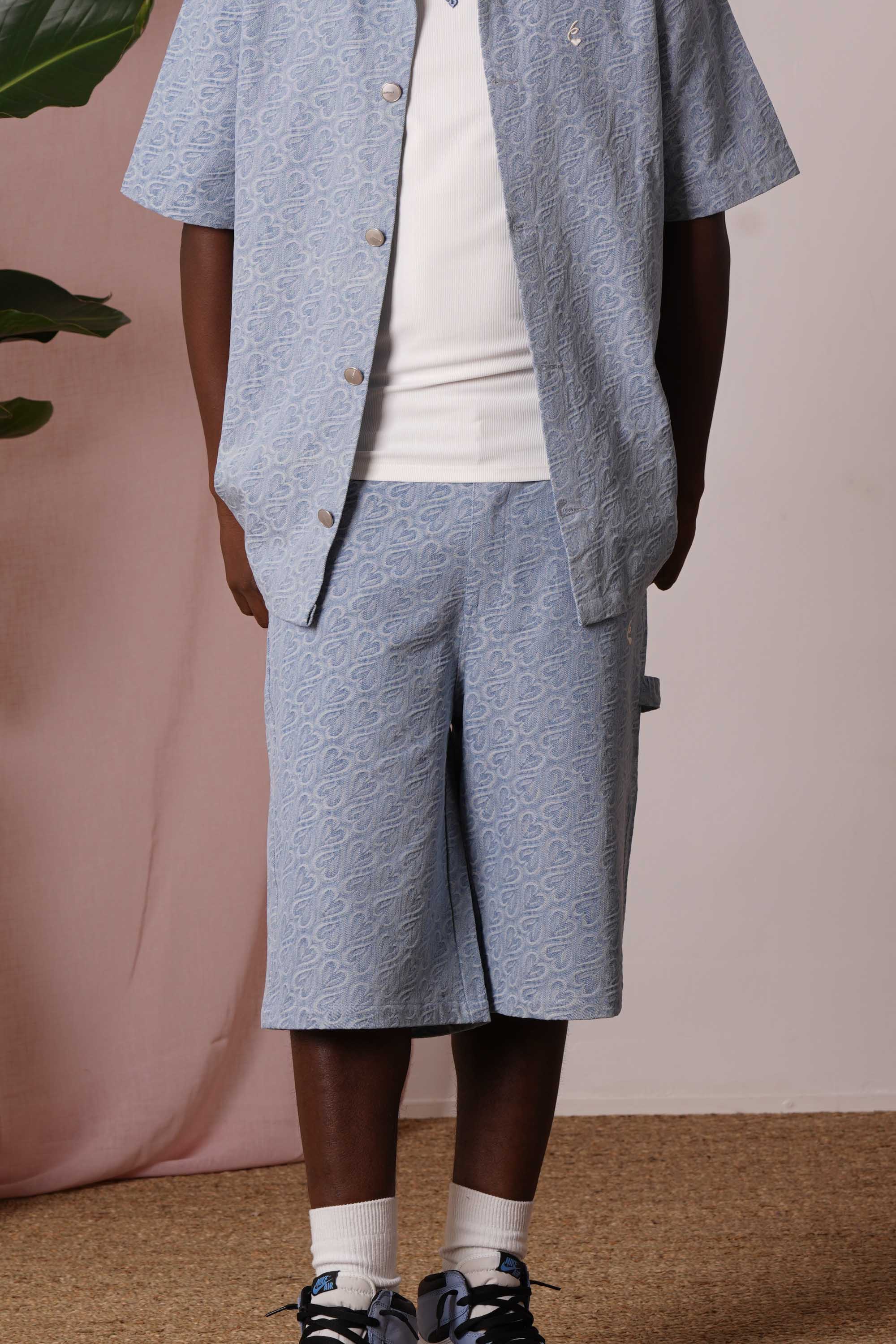 HEART printed denim short