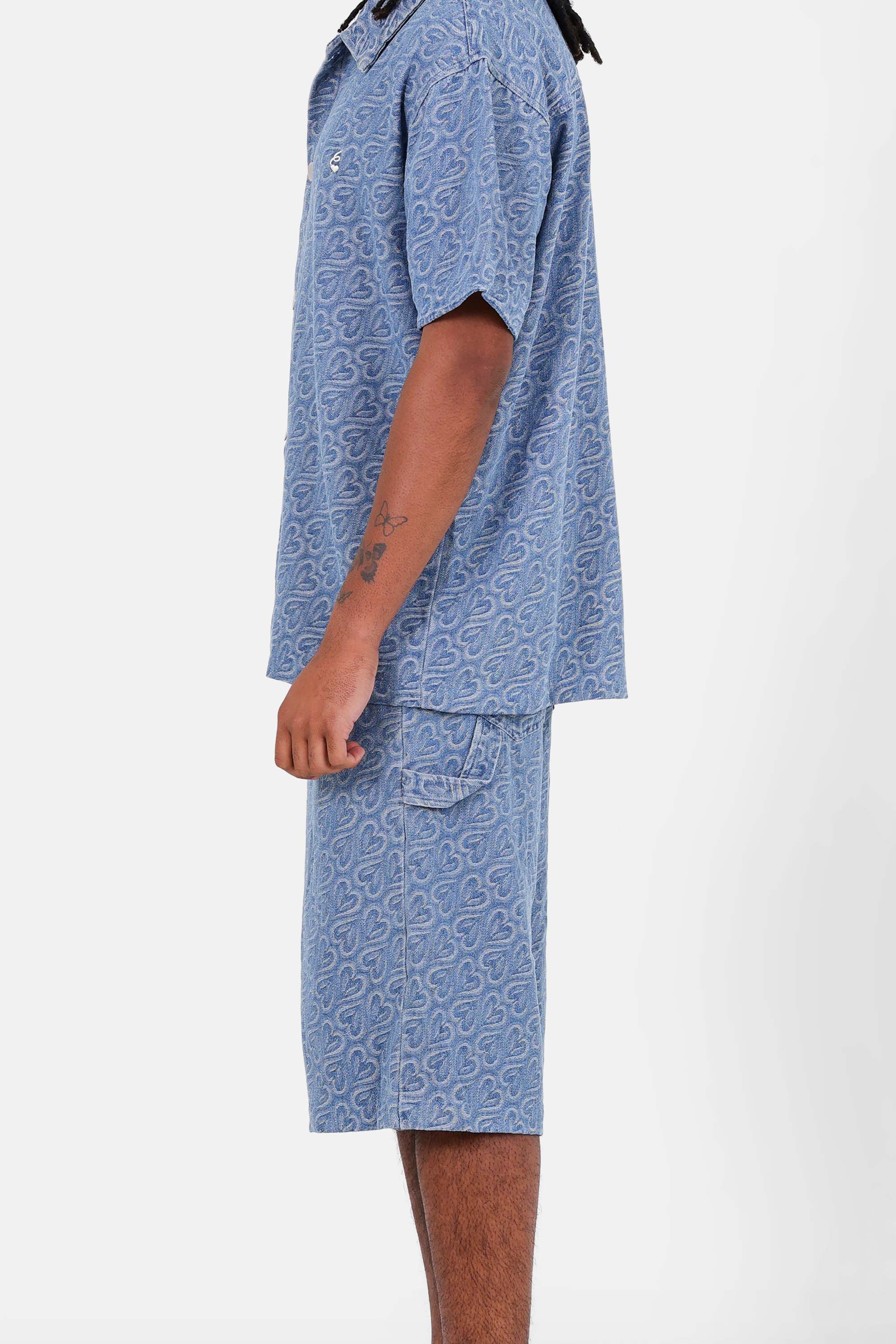HEART printed denim short