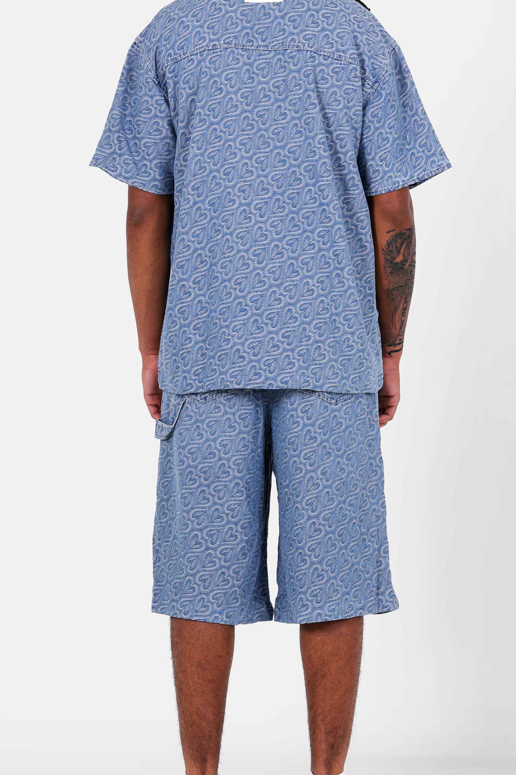 HEART printed denim short