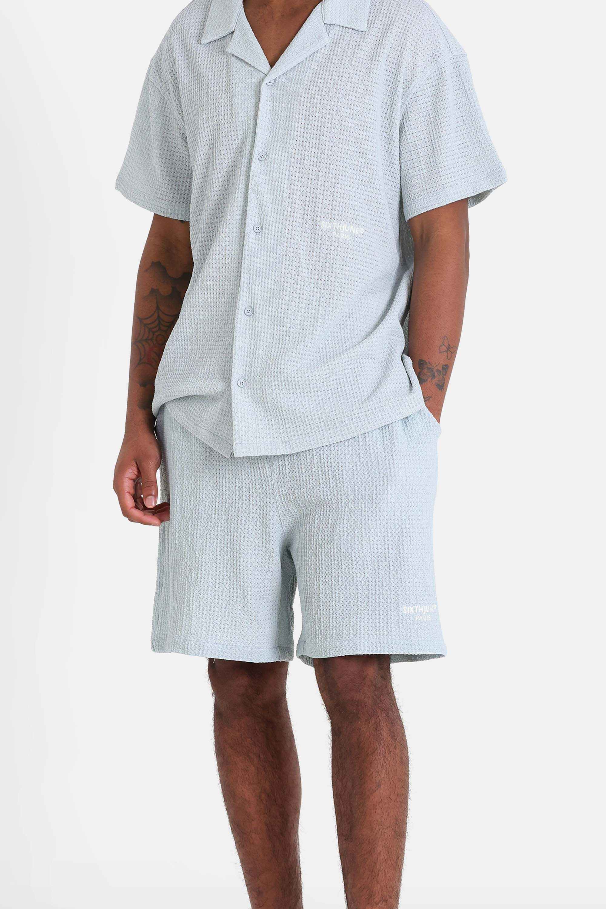 Short crochet broderie Bleu clair