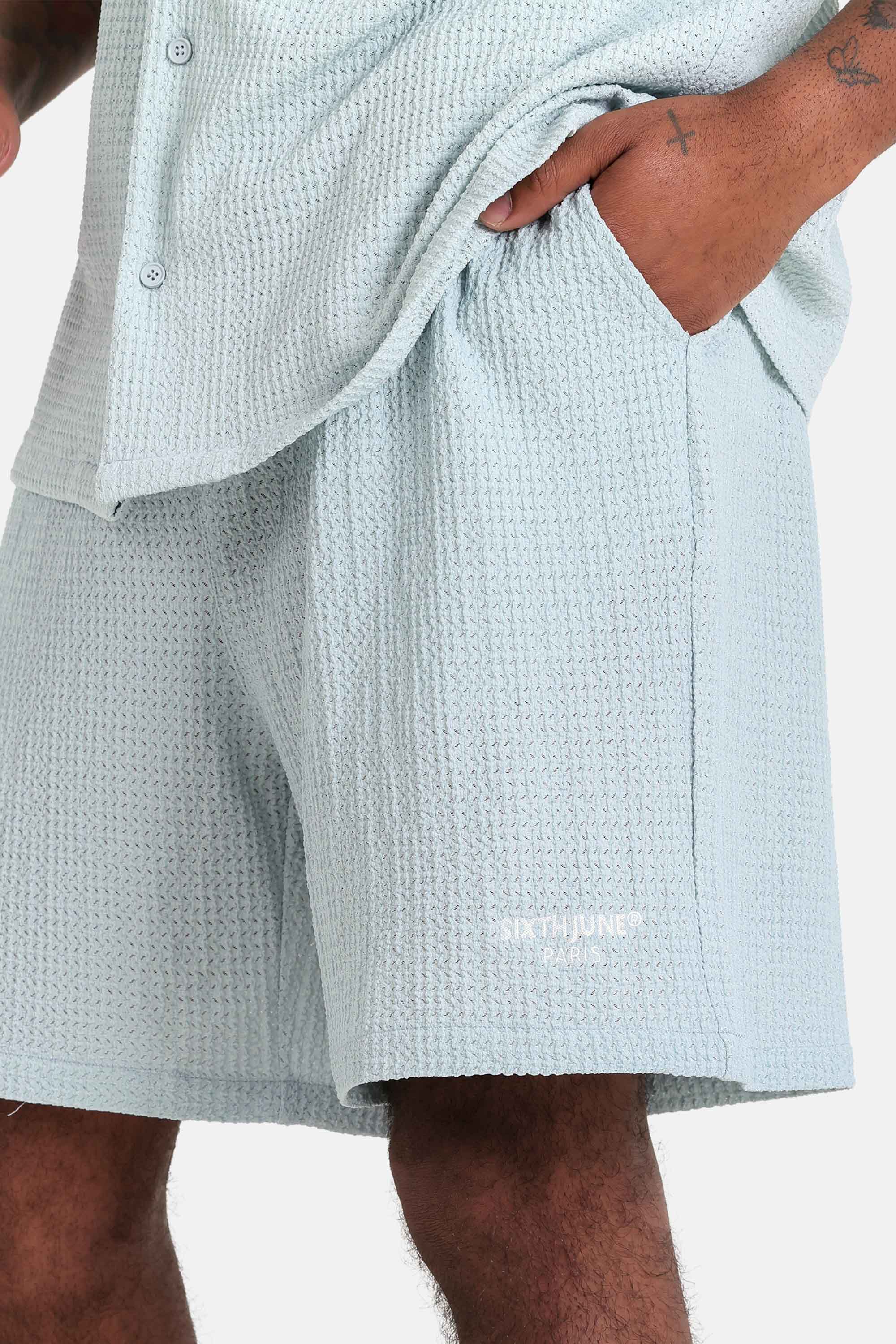 Short crochet broderie Bleu clair